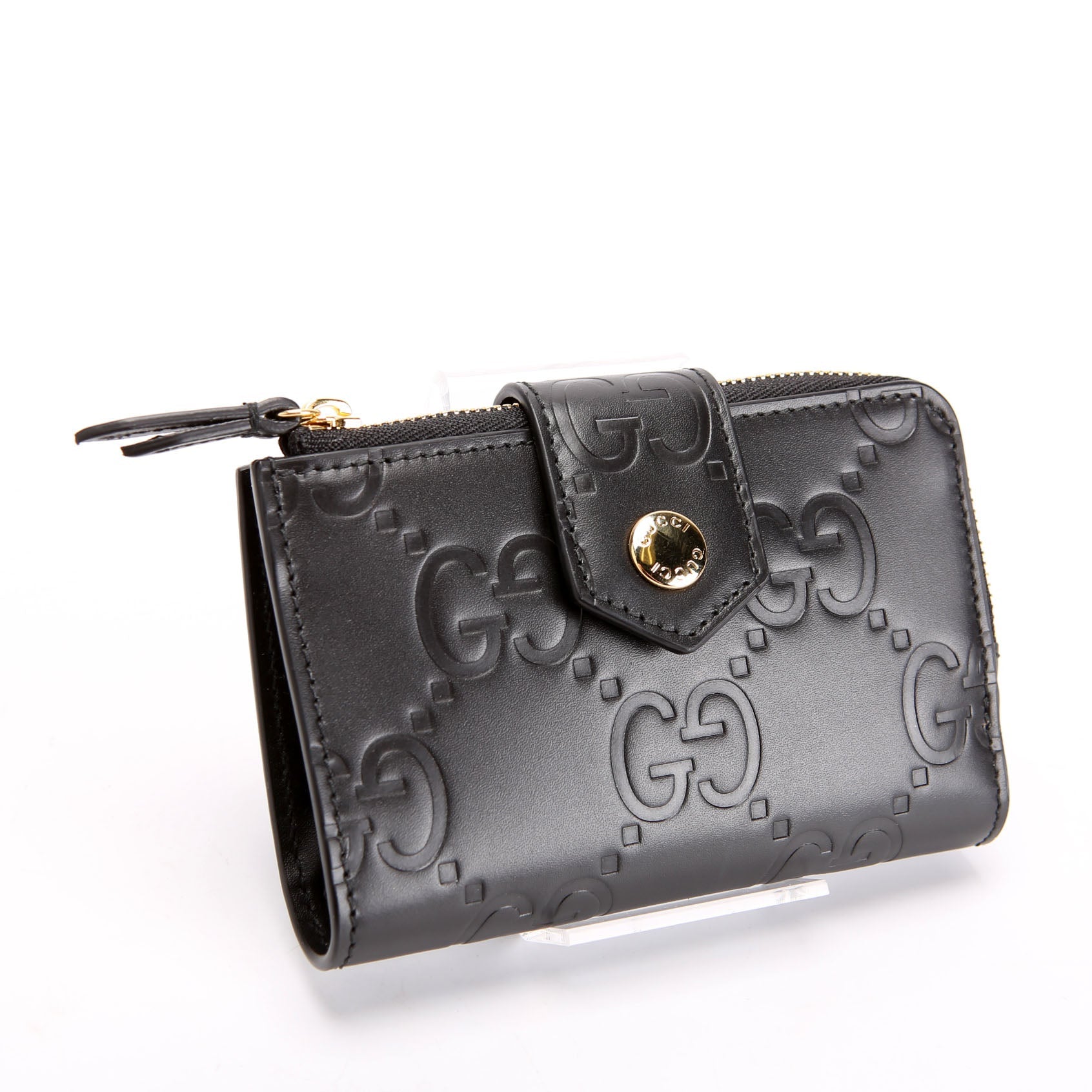 790131 Jumbo GG Leather Medium Bifold Wallet Black