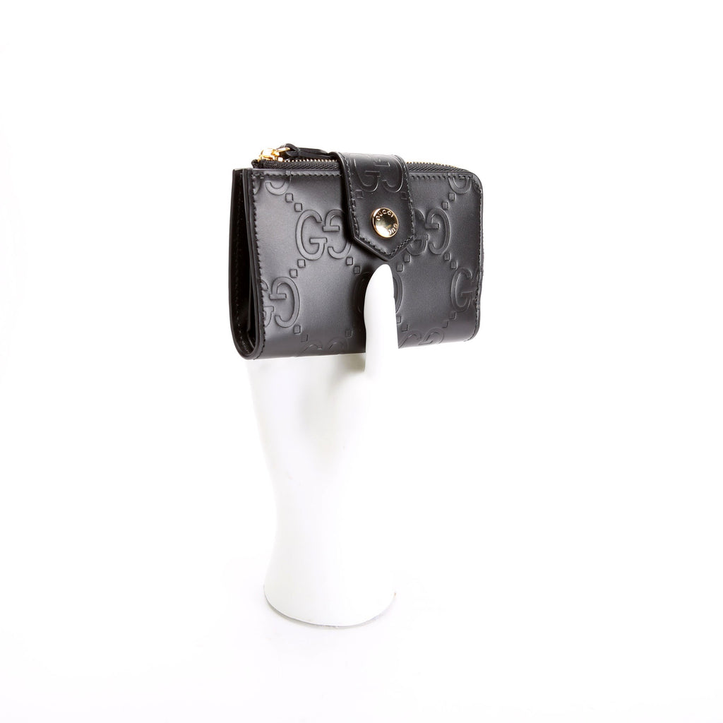 790131 Jumbo GG Leather Medium Bifold Wallet Black