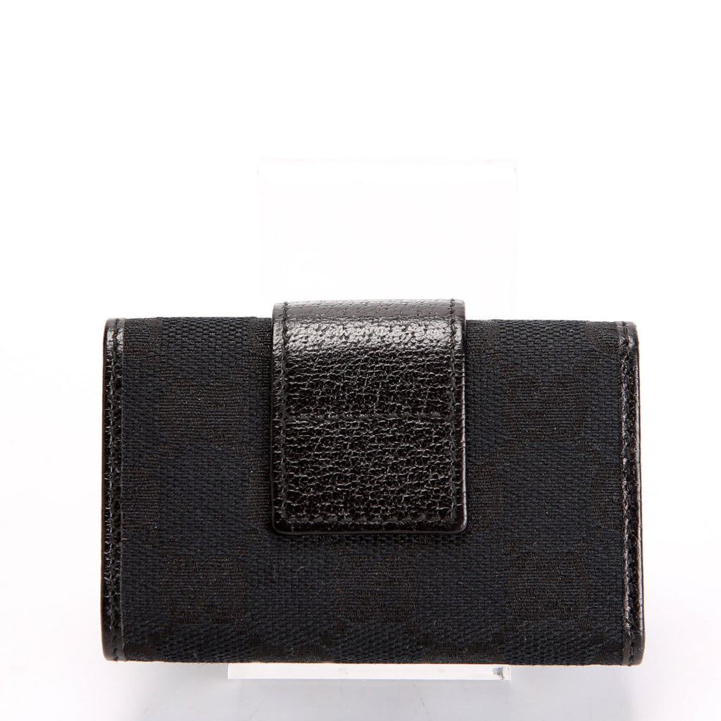 Gucci 141419 GG Canvas 6 Key Holder Black
