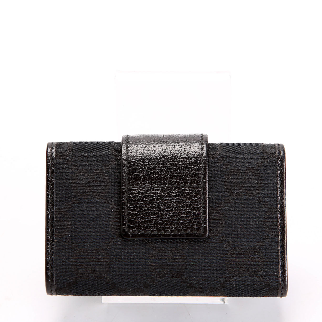 Gucci 141419 GG Canvas 6 Key Holder Black