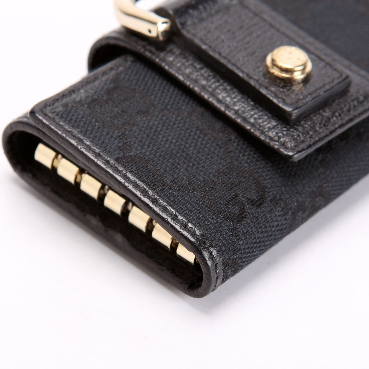 Gucci 141419 GG Canvas 6 Key Holder Black