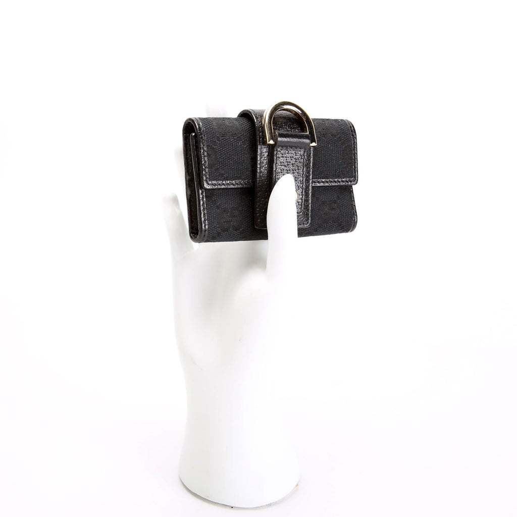 Gucci 141419 GG Canvas 6 Key Holder Black