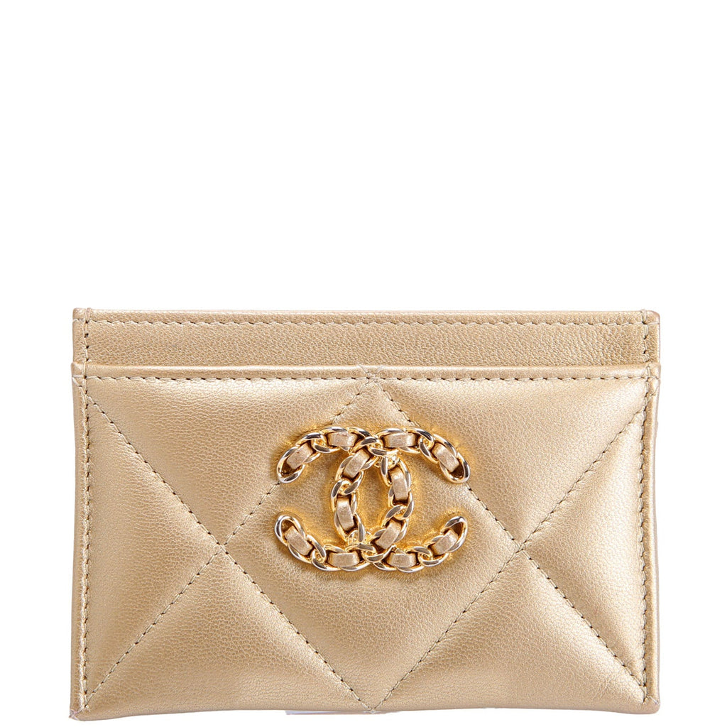 Quilted Lambskin 19 Card Holder Gold