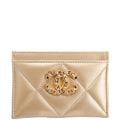 Quilted Lambskin 19 Card Holder Gold