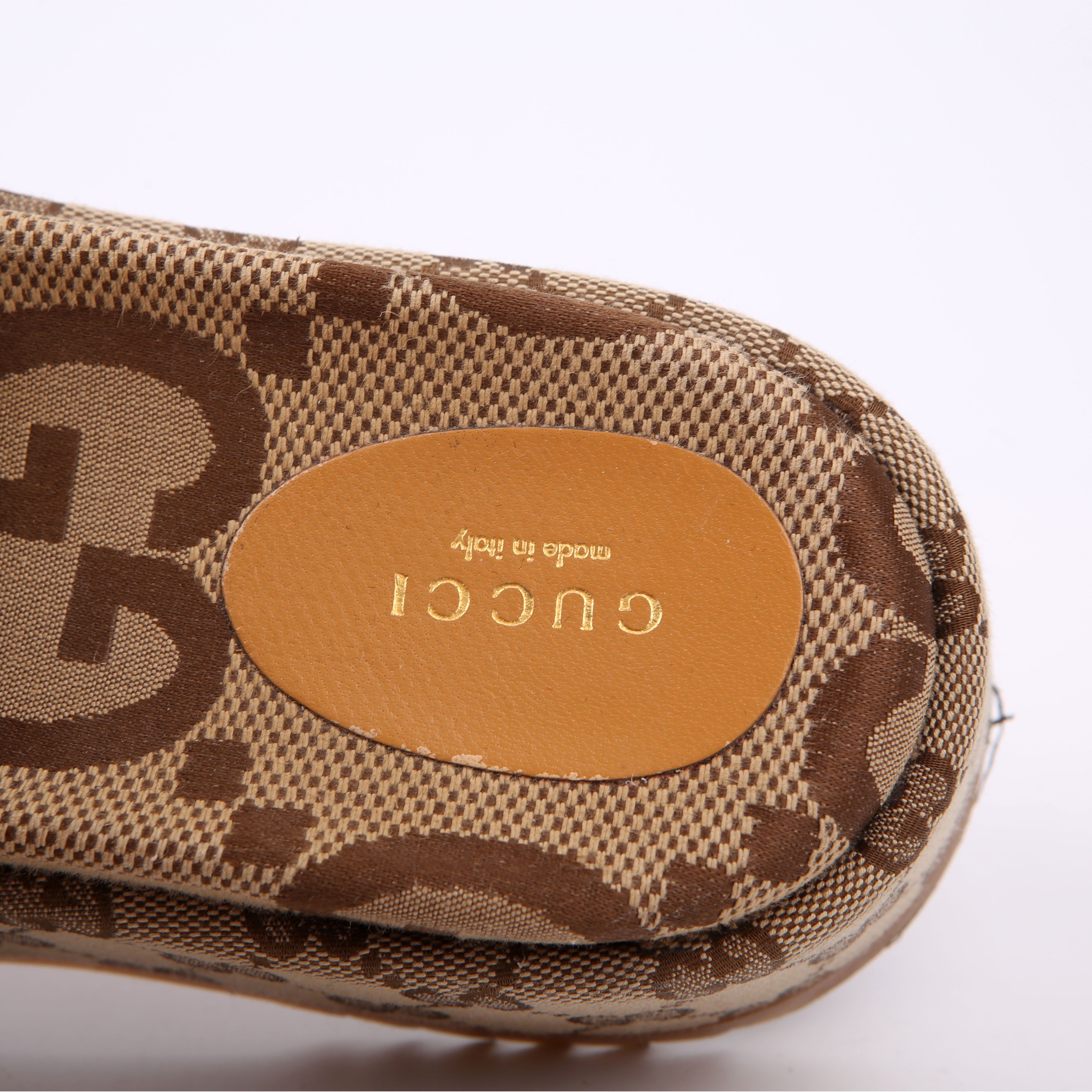 GG Maxi Canvas Platform Slides Size 40 Brown