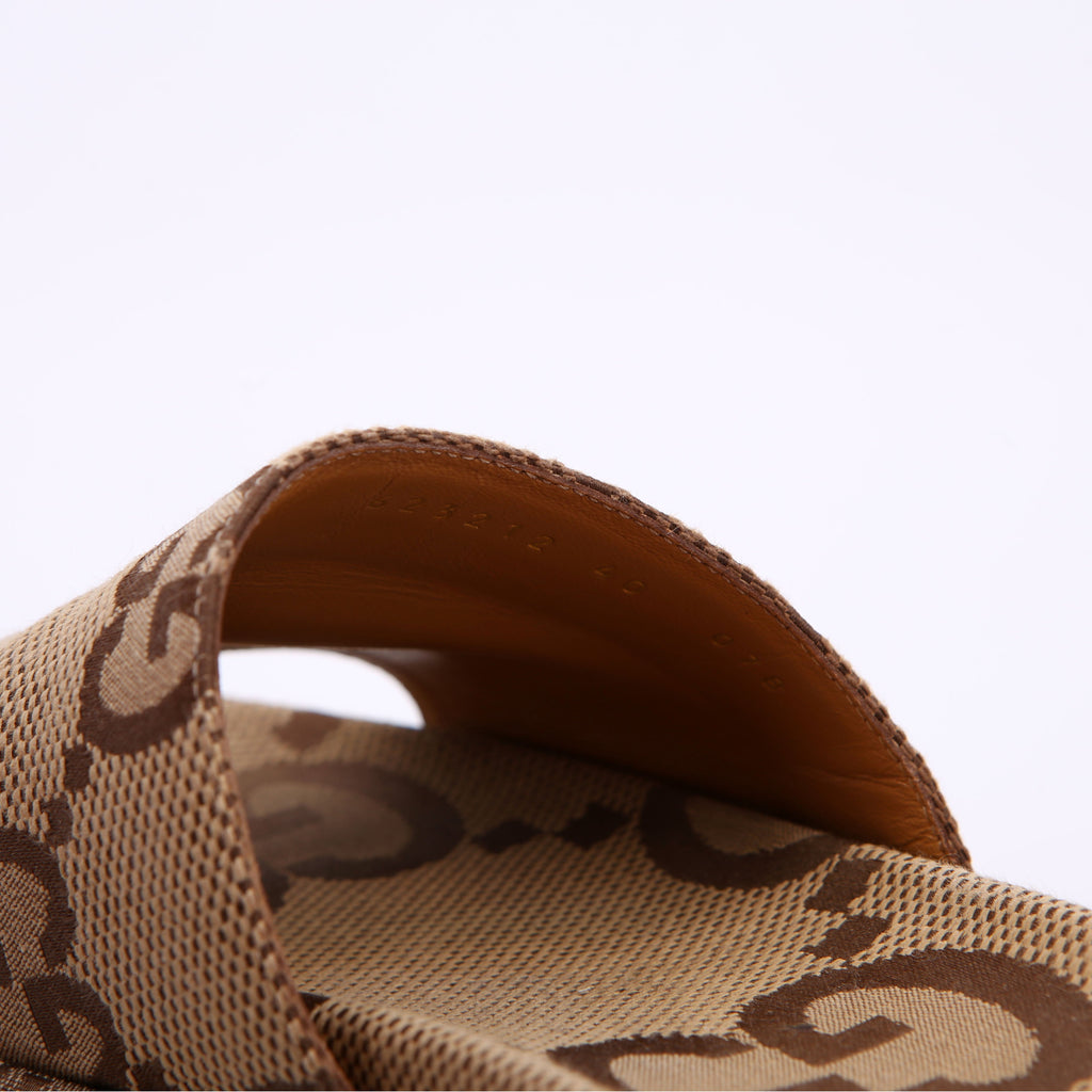 GG Maxi Canvas Platform Slides Size 40 Brown