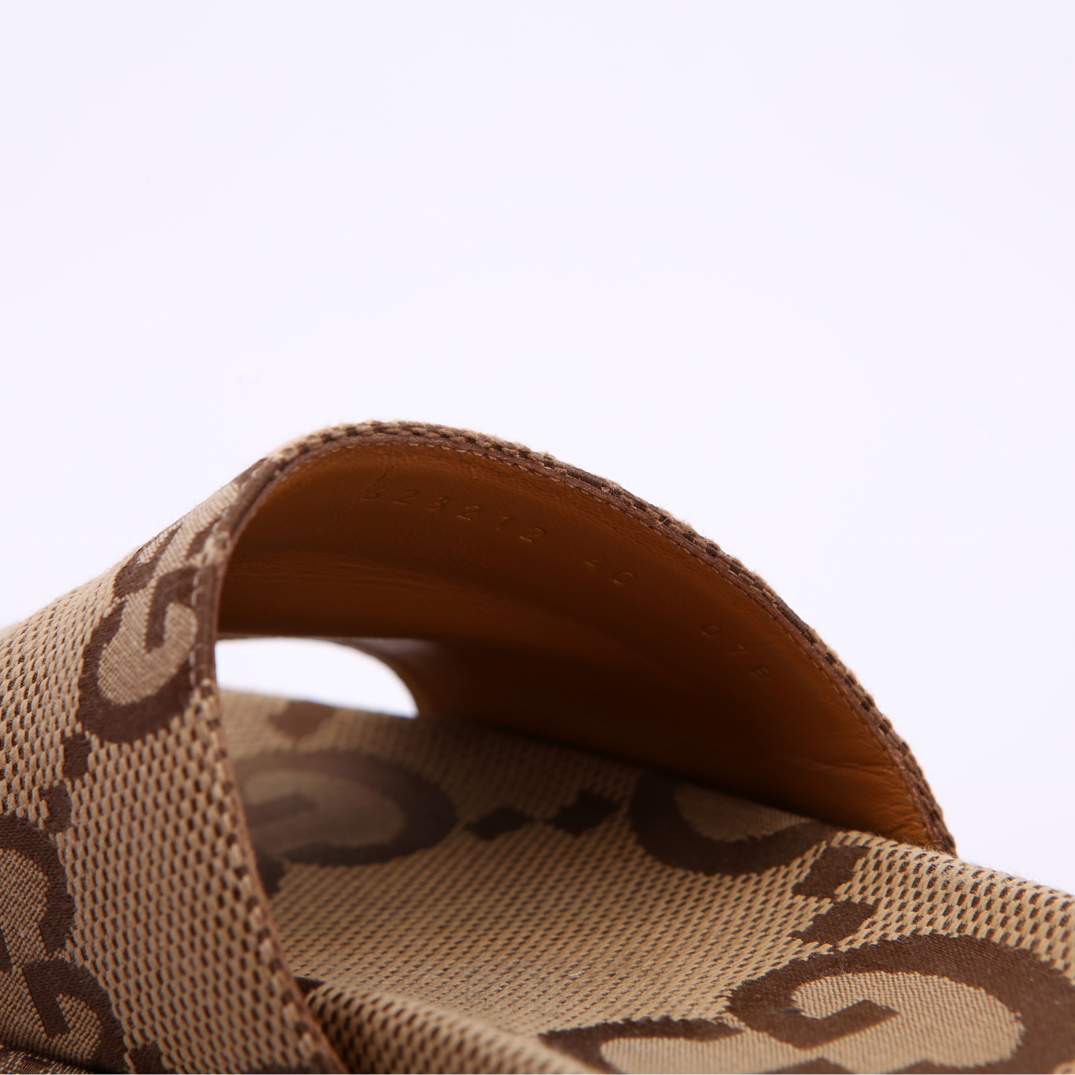 GG Maxi Canvas Platform Slides Size 40 Brown