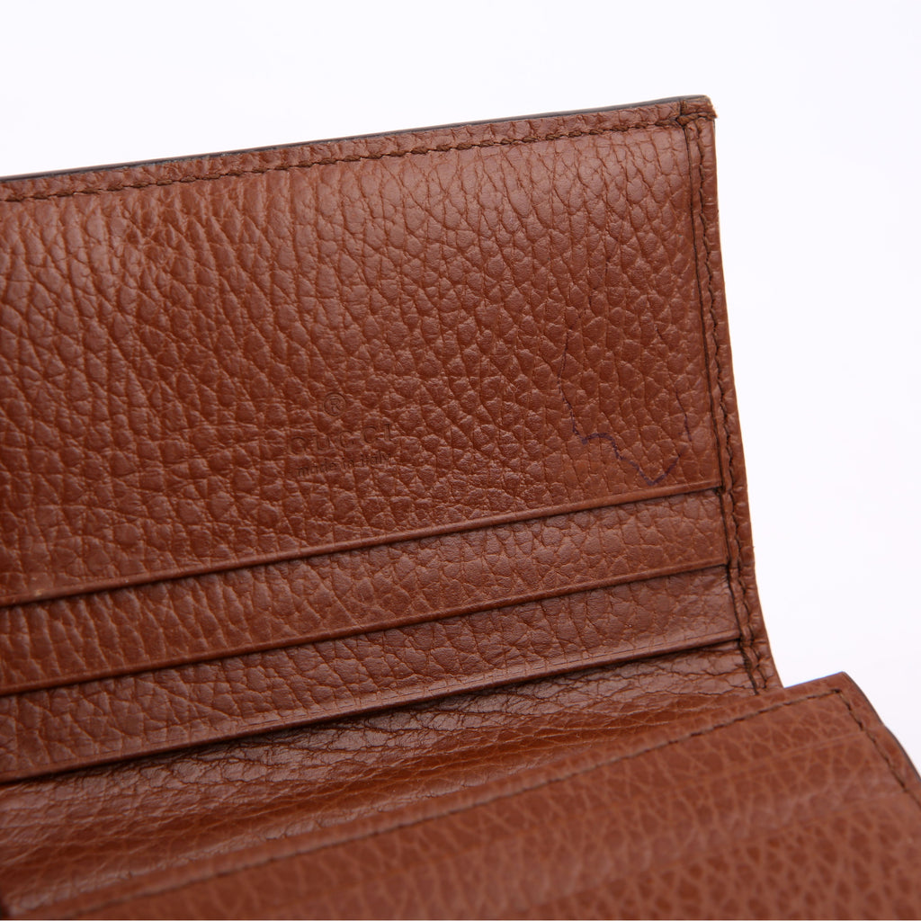 Gucci 645536 GG Denim Jackie Card Case Brown/Navy