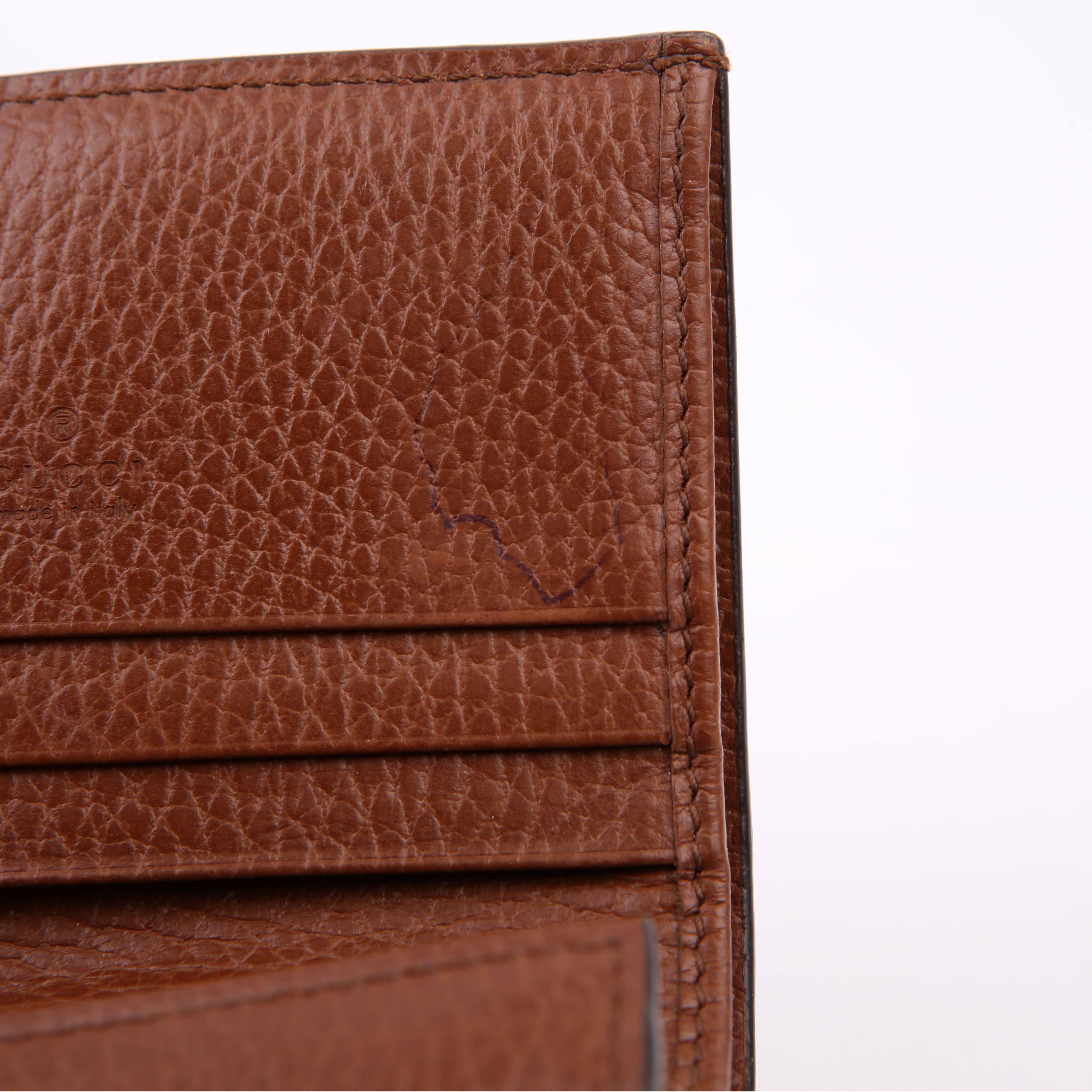 Gucci 645536 GG Denim Jackie Card Case Brown/Navy