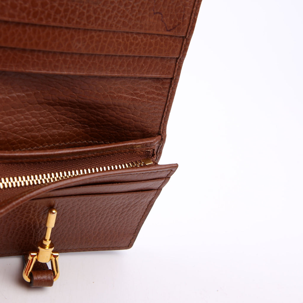 Gucci 645536 GG Denim Jackie Card Case Brown/Navy
