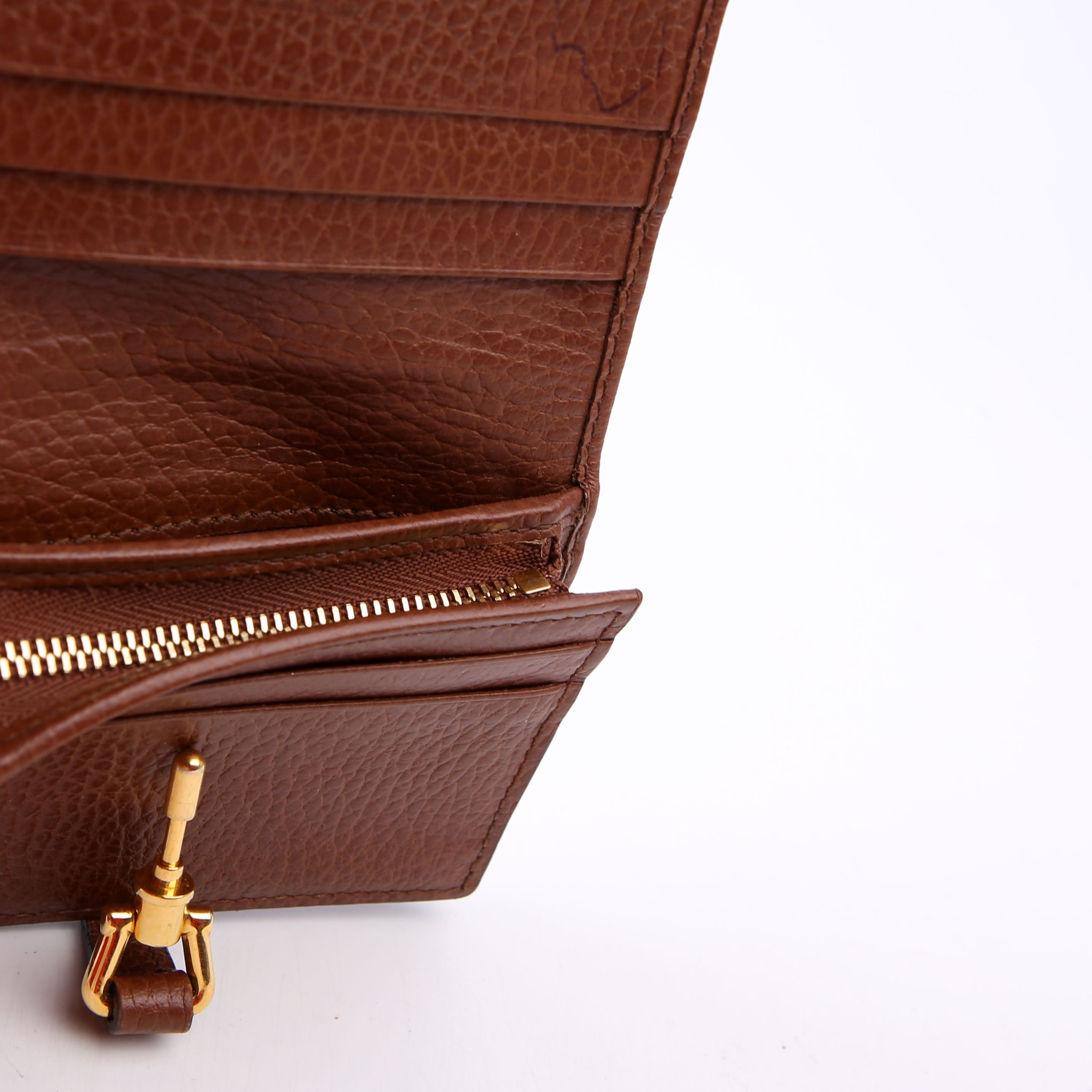 Gucci 645536 GG Denim Jackie Card Case Brown/Navy