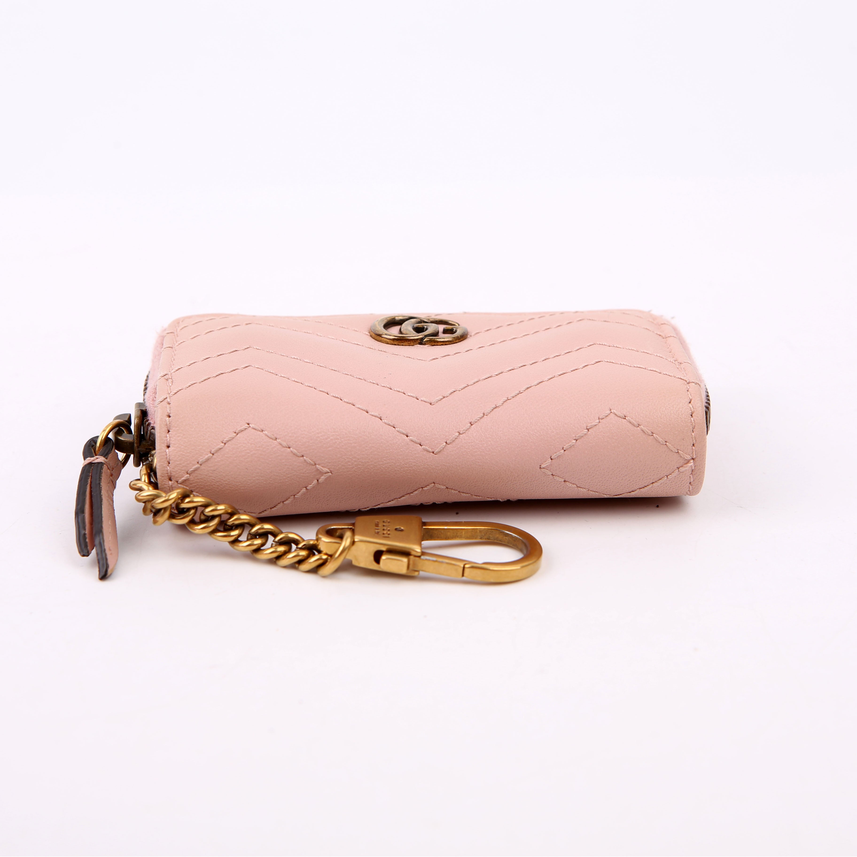 498127 GG Marmont Key/Card Case Pink