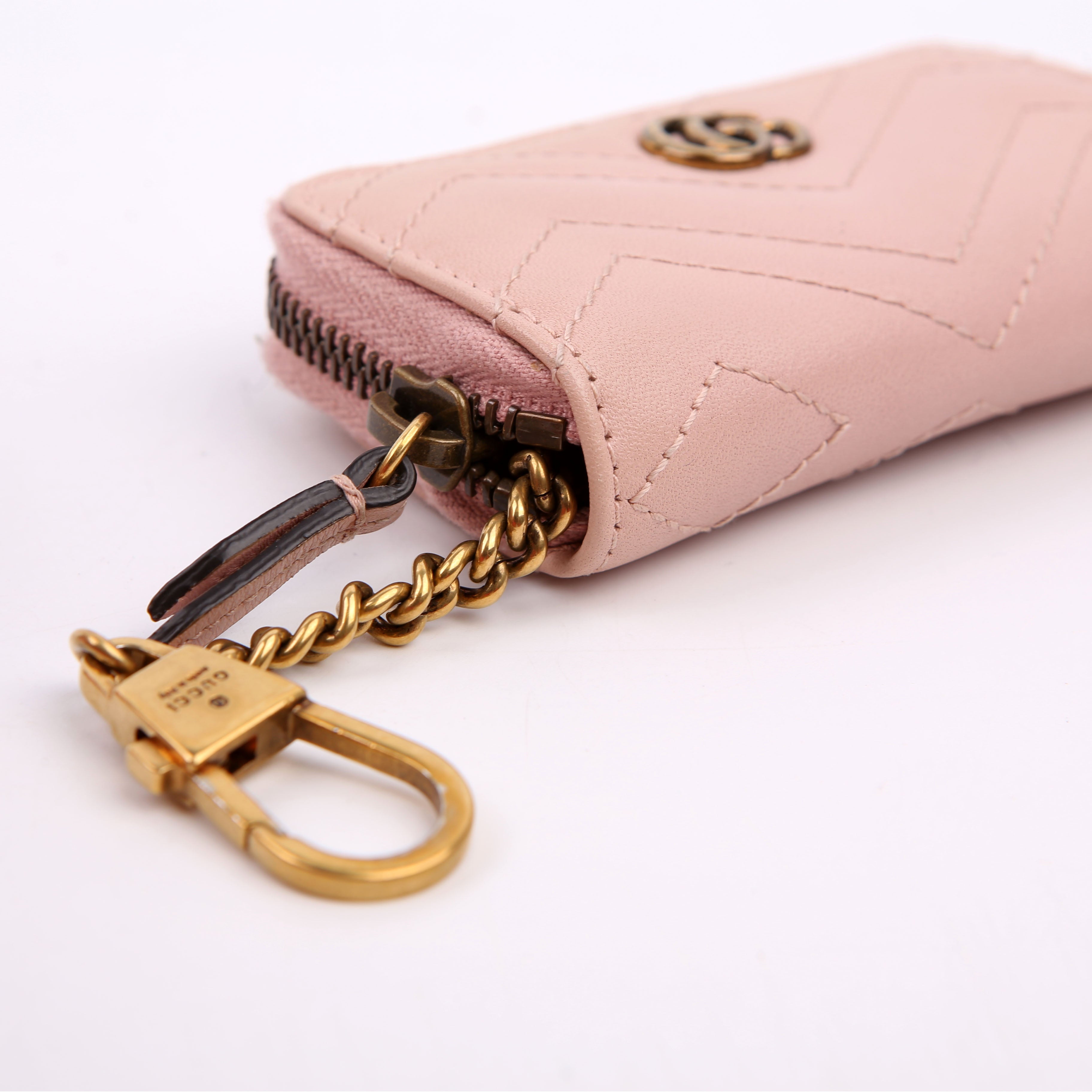498127 GG Marmont Key/Card Case Pink