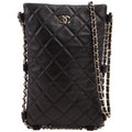 Chain Around Phone Holder Lambskin Black