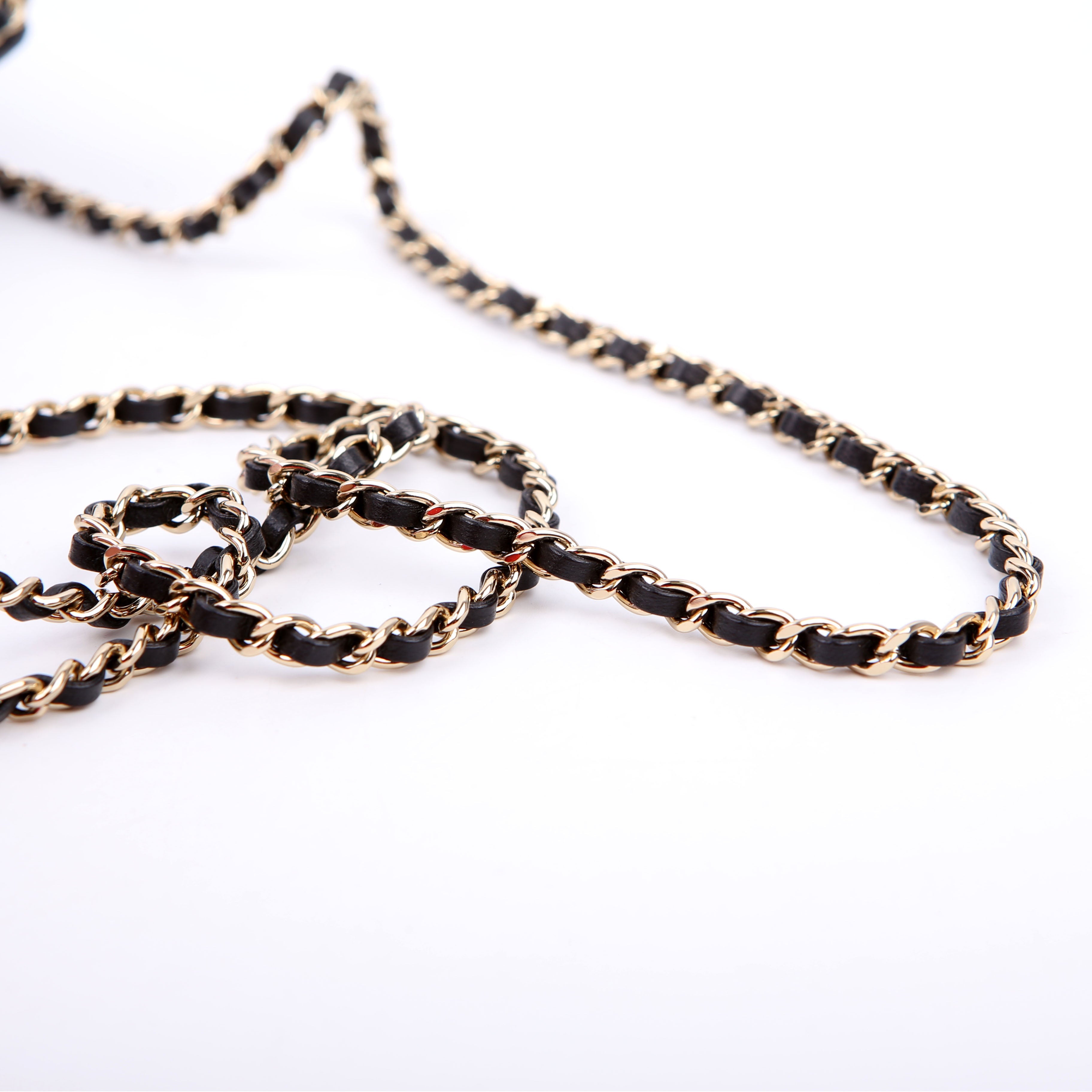 Chain Around Phone Holder Lambskin Black