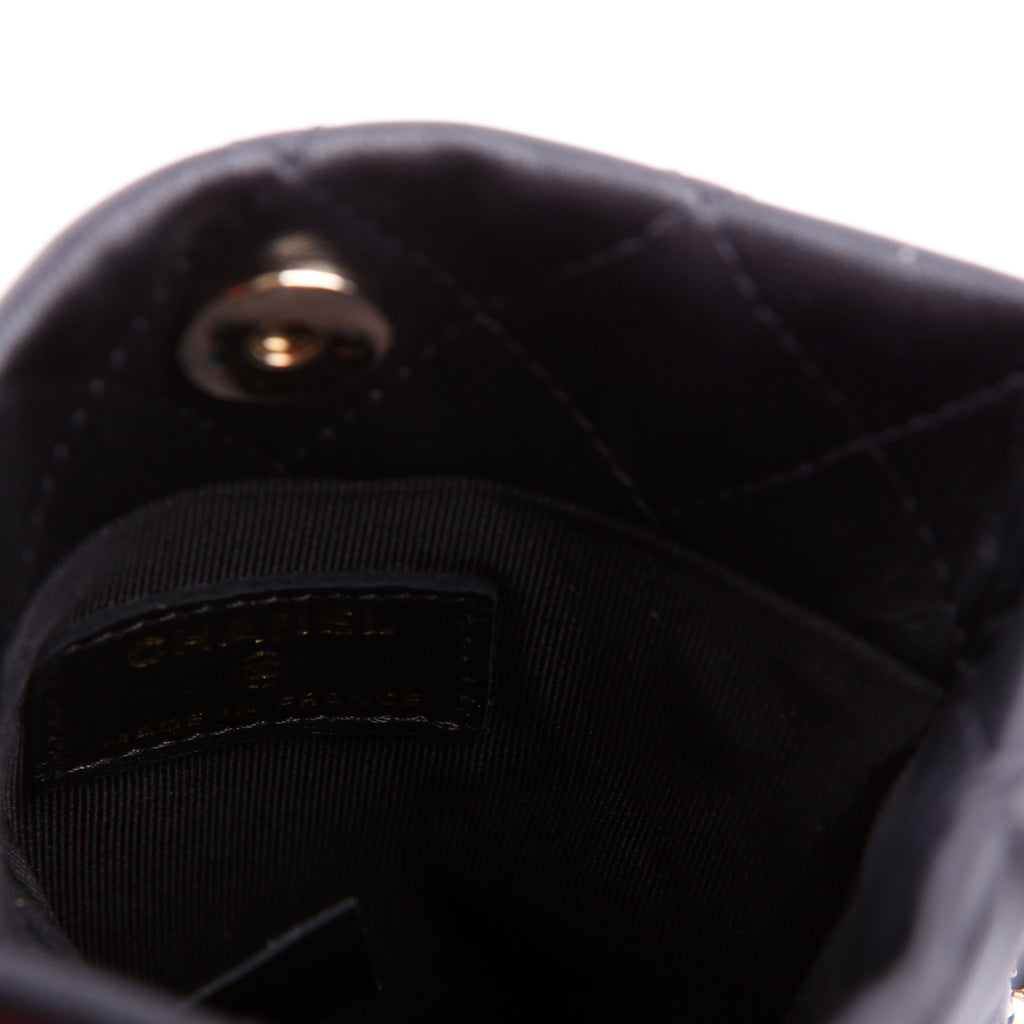 Chain Around Phone Holder Lambskin Black
