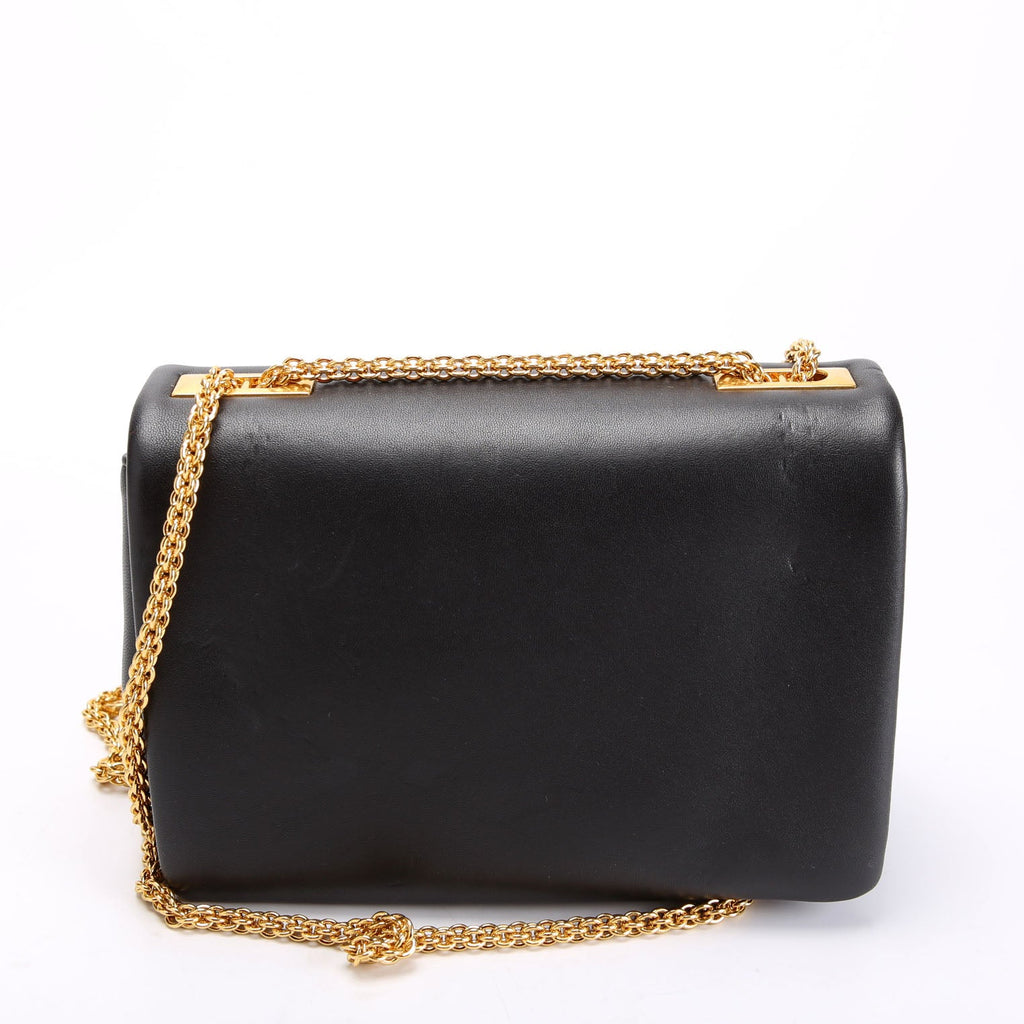 One Stud Nappa Leather Chain Clutch Black/Gold