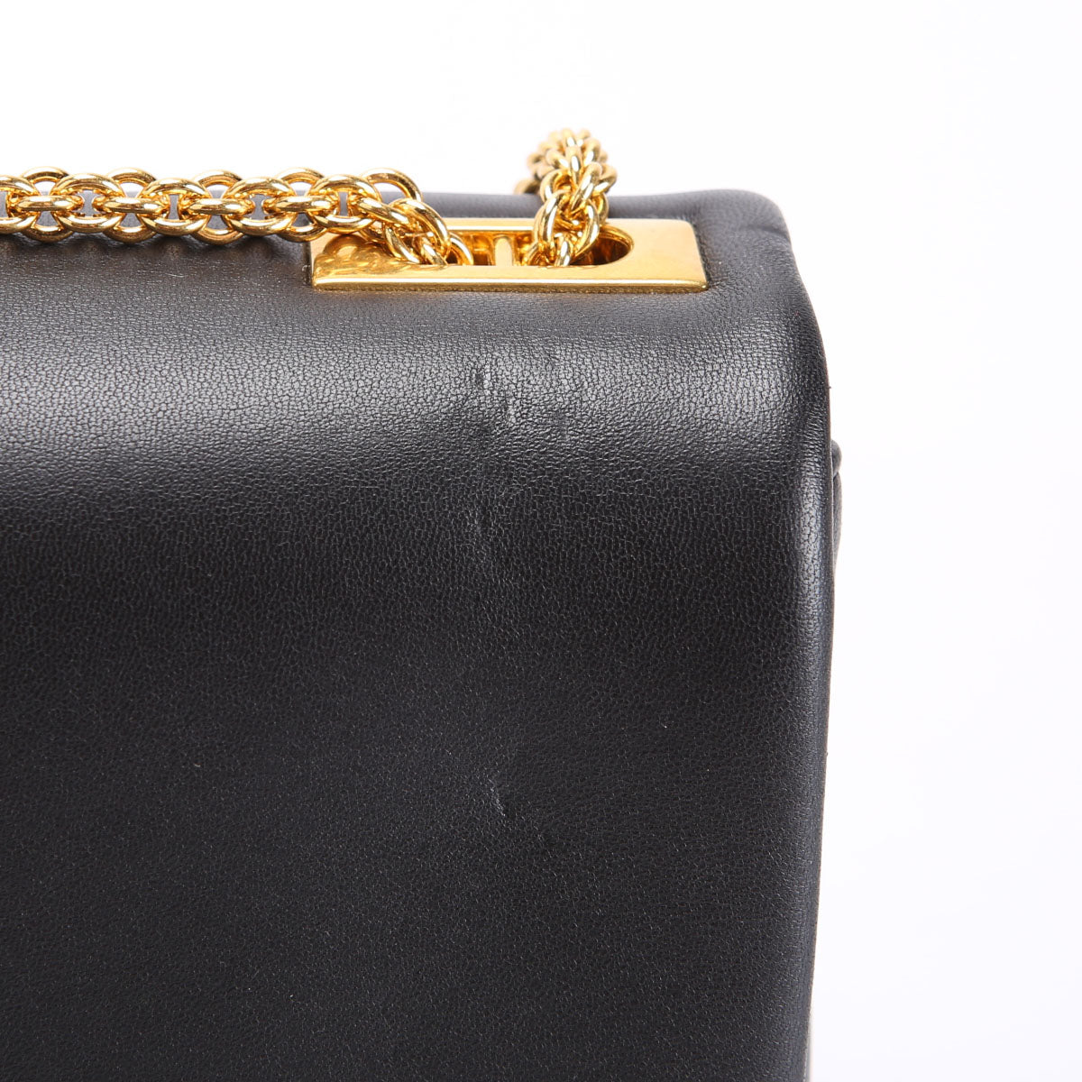 One Stud Nappa Leather Chain Clutch Black/Gold