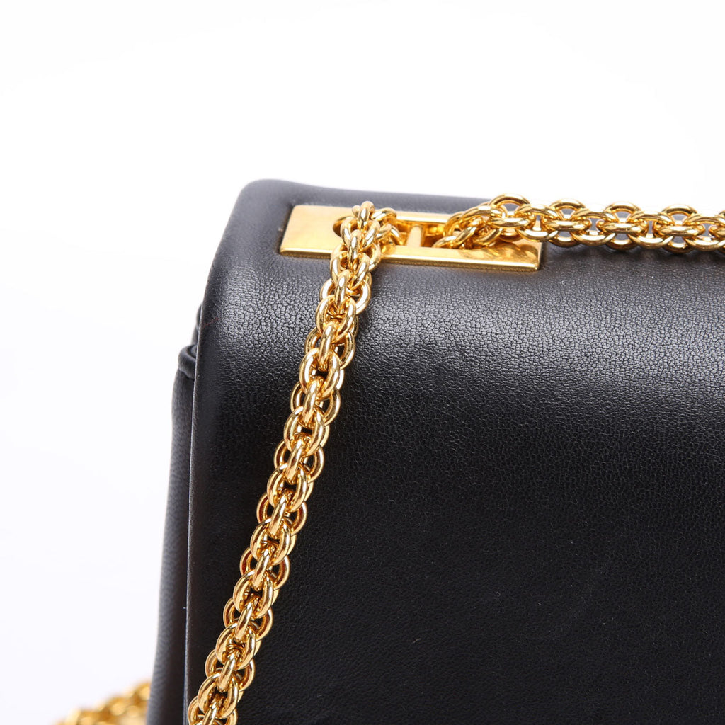 One Stud Nappa Leather Chain Clutch Black/Gold
