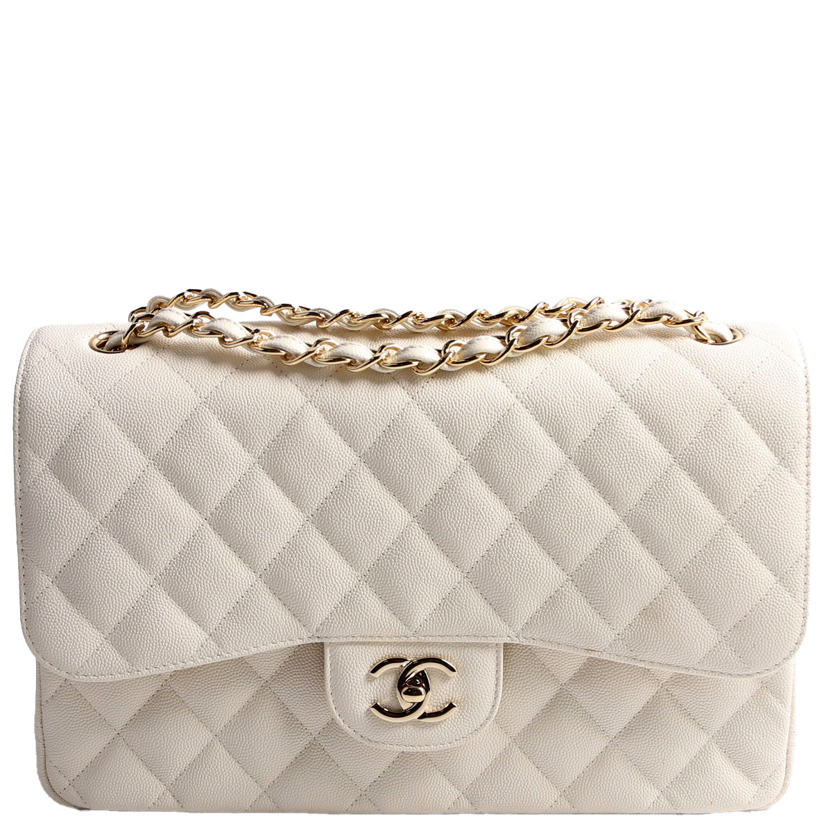 Classic Flap jumbo Caviar 20-23 White