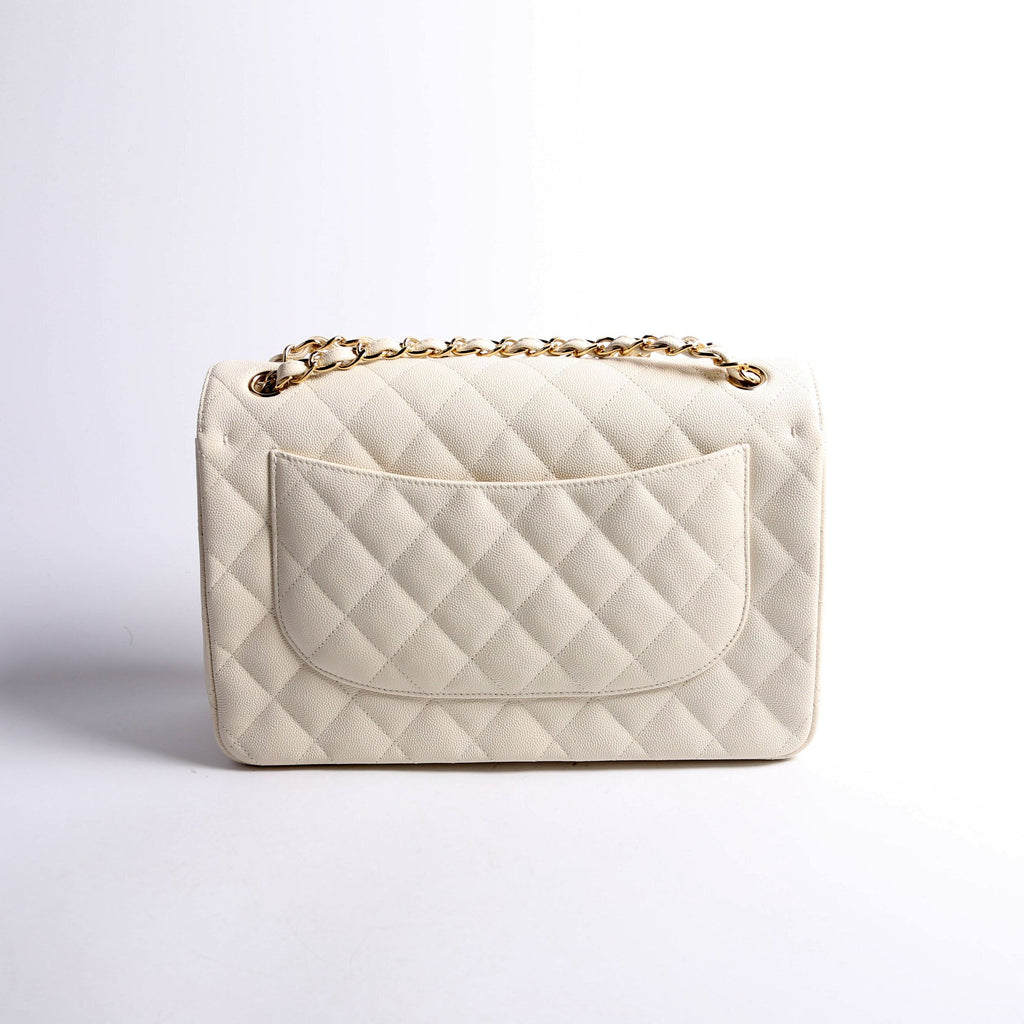 Classic Flap jumbo Caviar 20-23 White