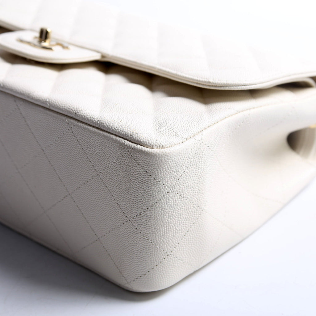 Classic Flap jumbo Caviar 20-23 White