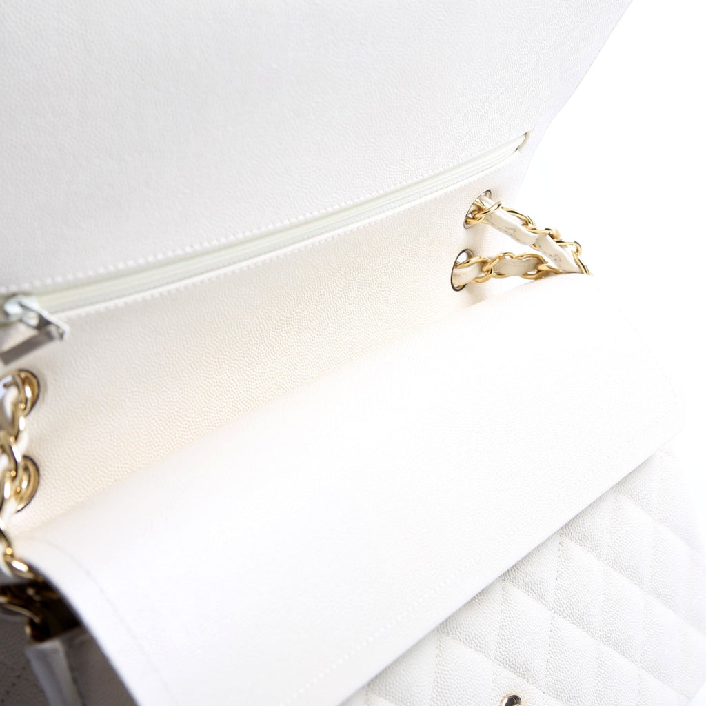 Classic Flap jumbo Caviar 20-23 White