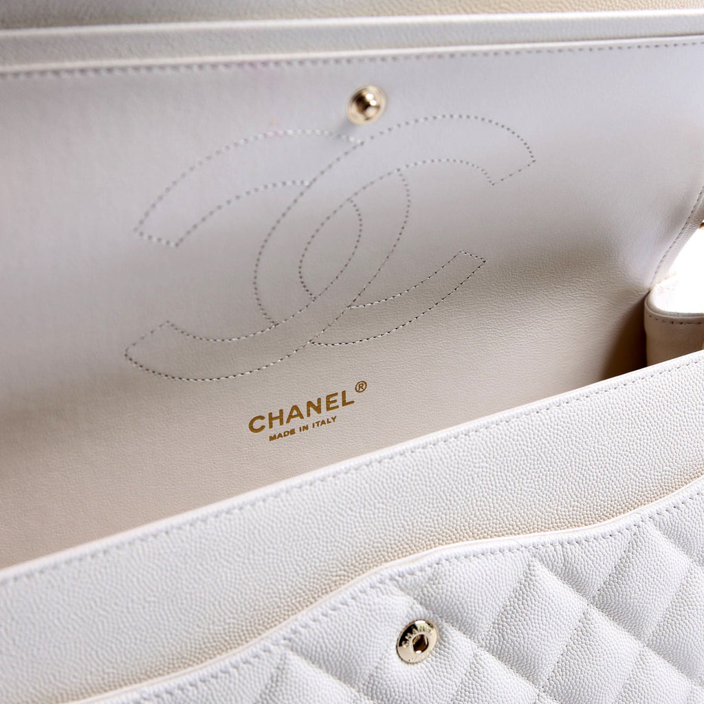 Classic Flap jumbo Caviar 20-23 White