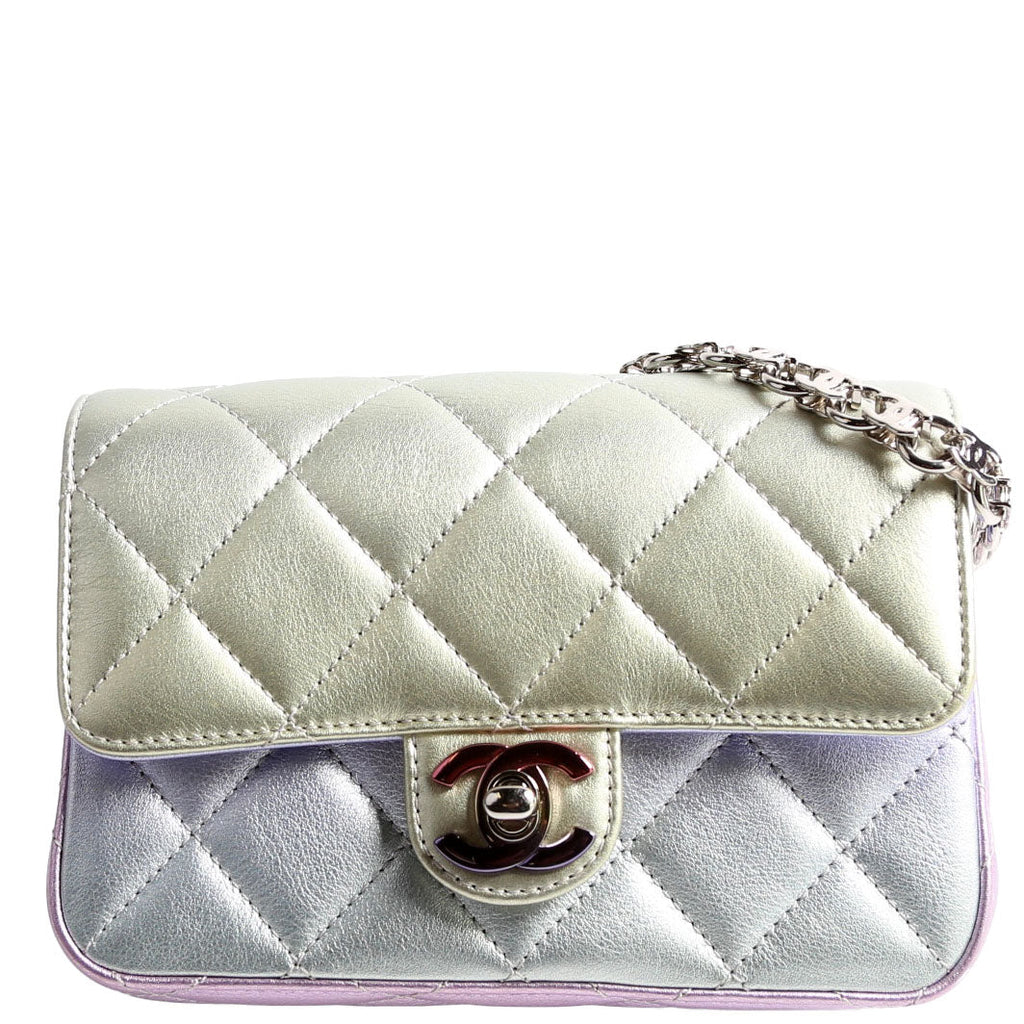 CC Chain Wristlet Clutch Metallic Lambskin RFID Multicolor