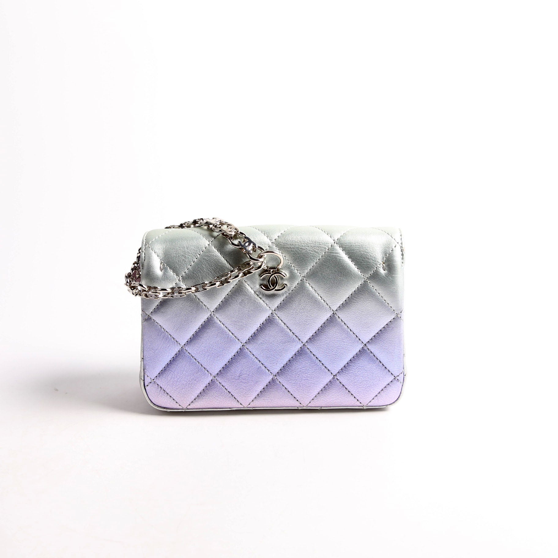 CC Chain Wristlet Clutch Metallic Lambskin RFID Multicolor