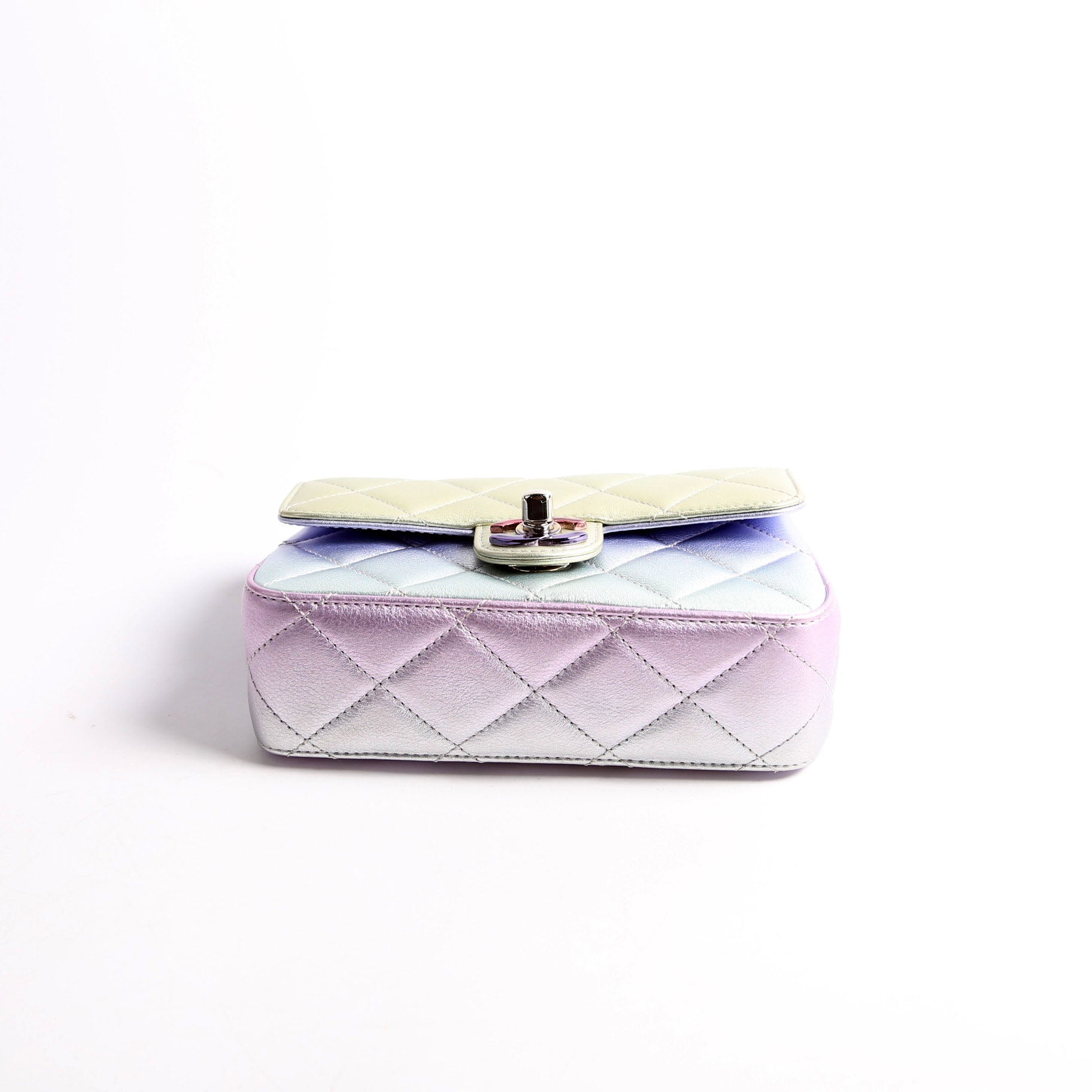 CC Chain Wristlet Clutch Metallic Lambskin RFID Multicolor