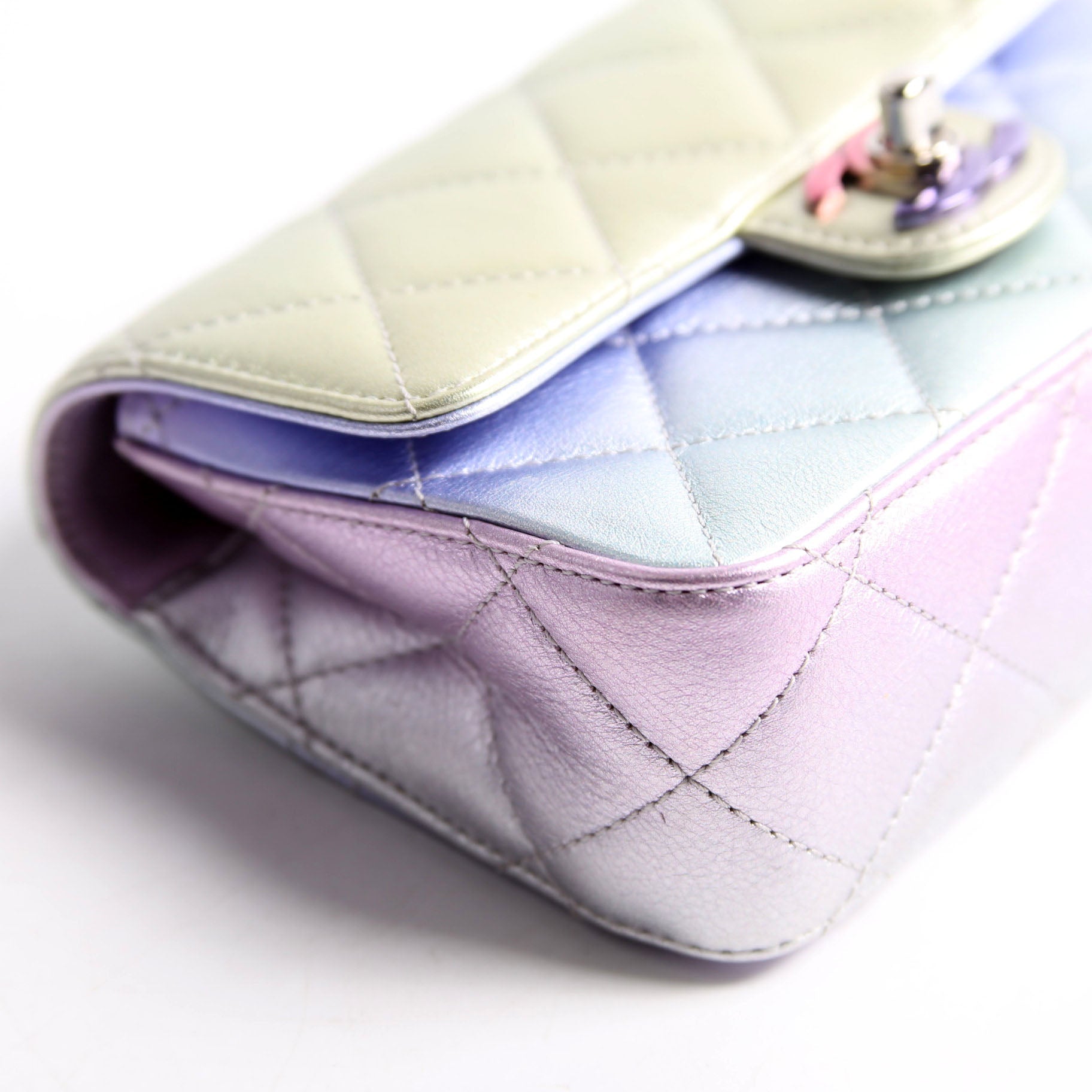 CC Chain Wristlet Clutch Metallic Lambskin RFID Multicolor
