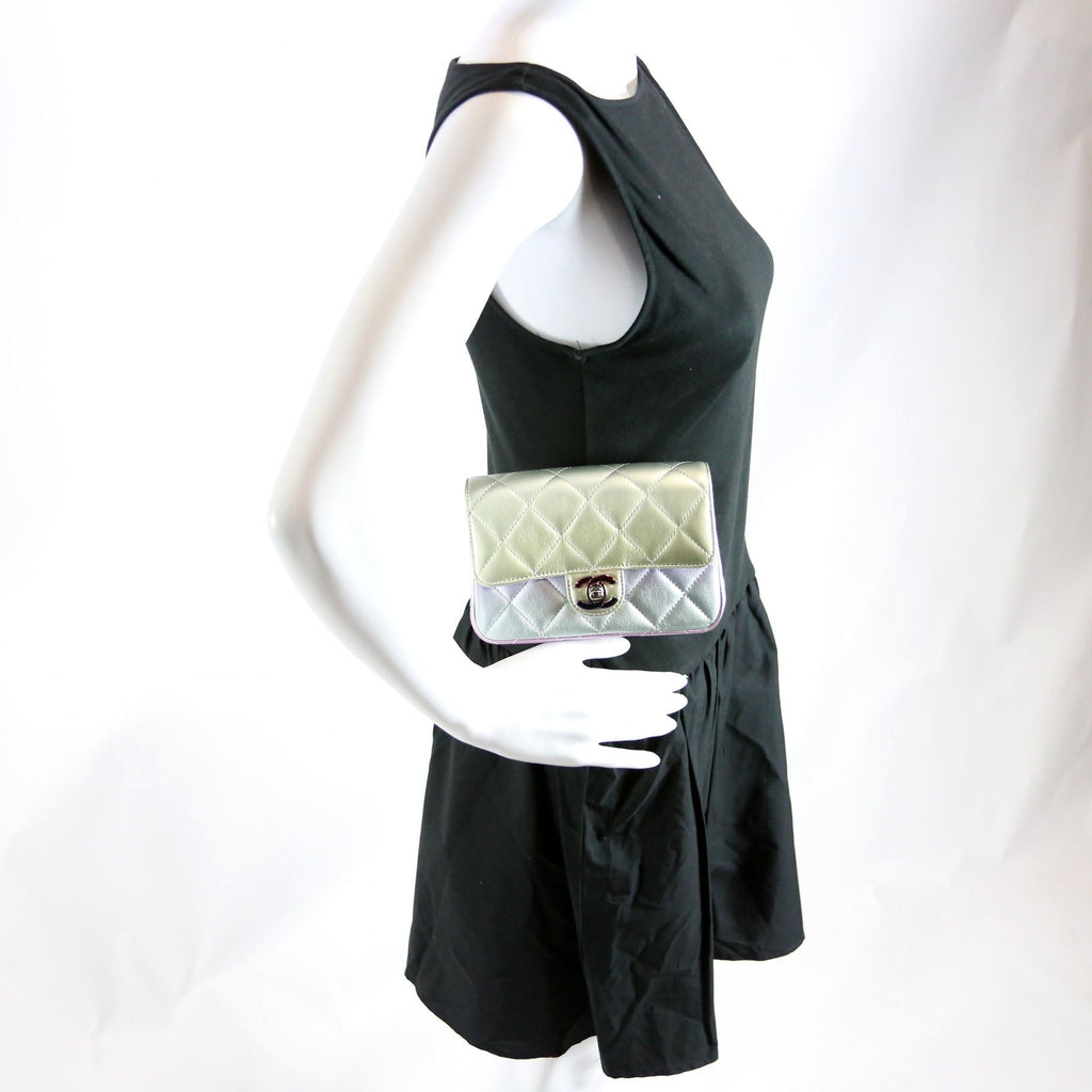 CC Chain Wristlet Clutch Metallic Lambskin RFID Multicolor