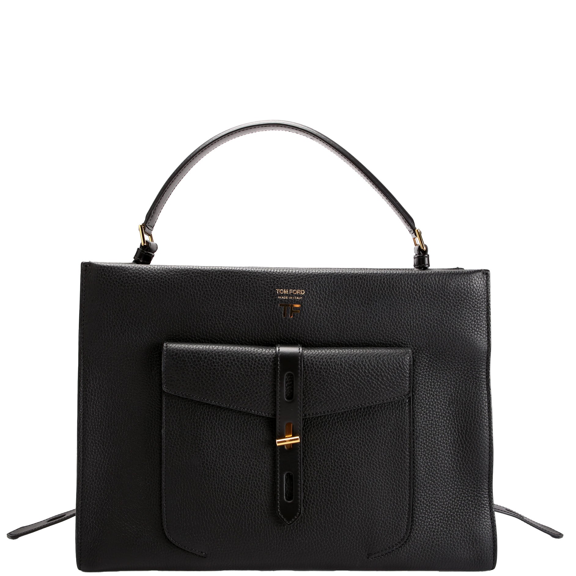 Hollywood T Twist Leather Tote Black