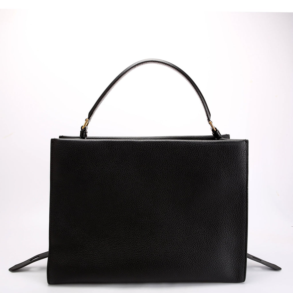 Hollywood T Twist Leather Tote Black