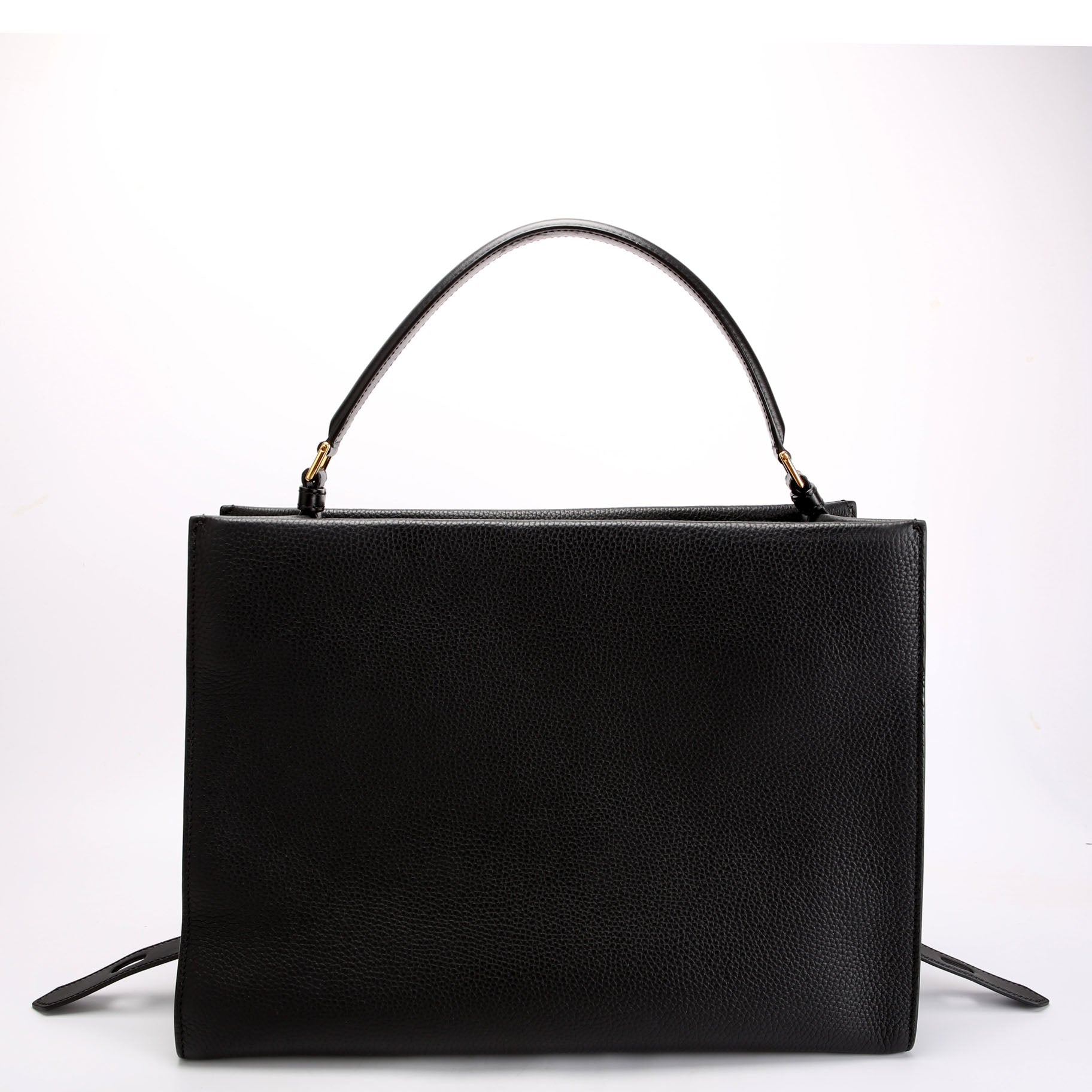 Hollywood T Twist Leather Tote Black