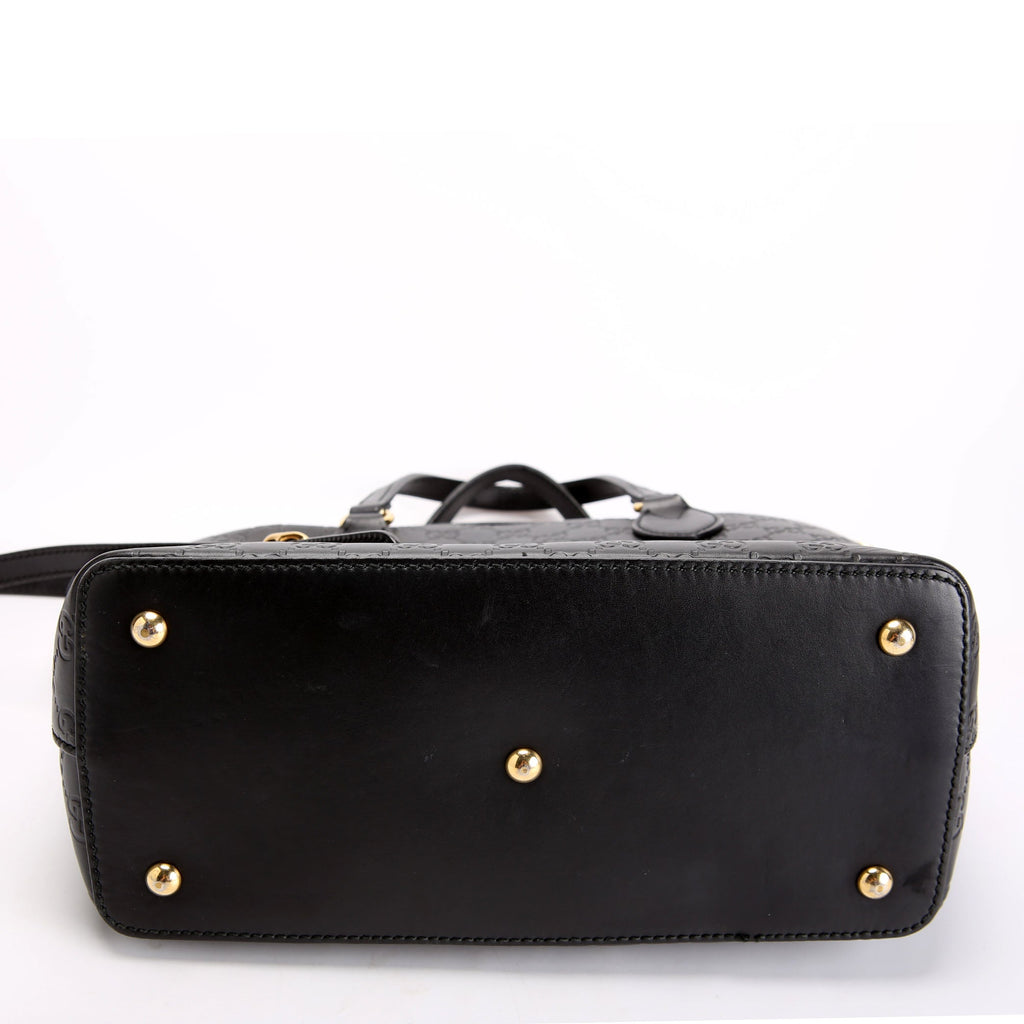 428226 Signature Leather Fold Over Tote Black