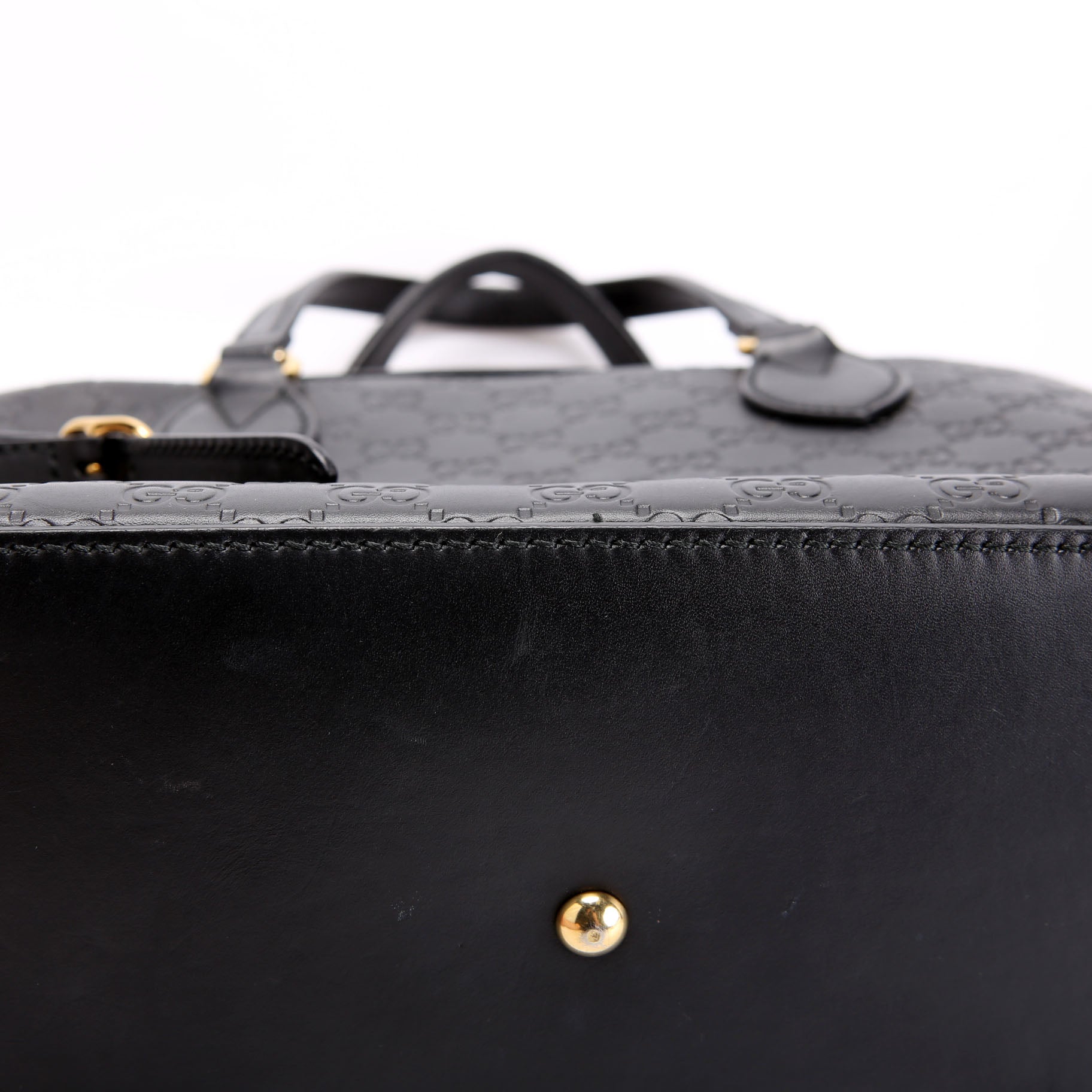 428226 Signature Leather Fold Over Tote Black