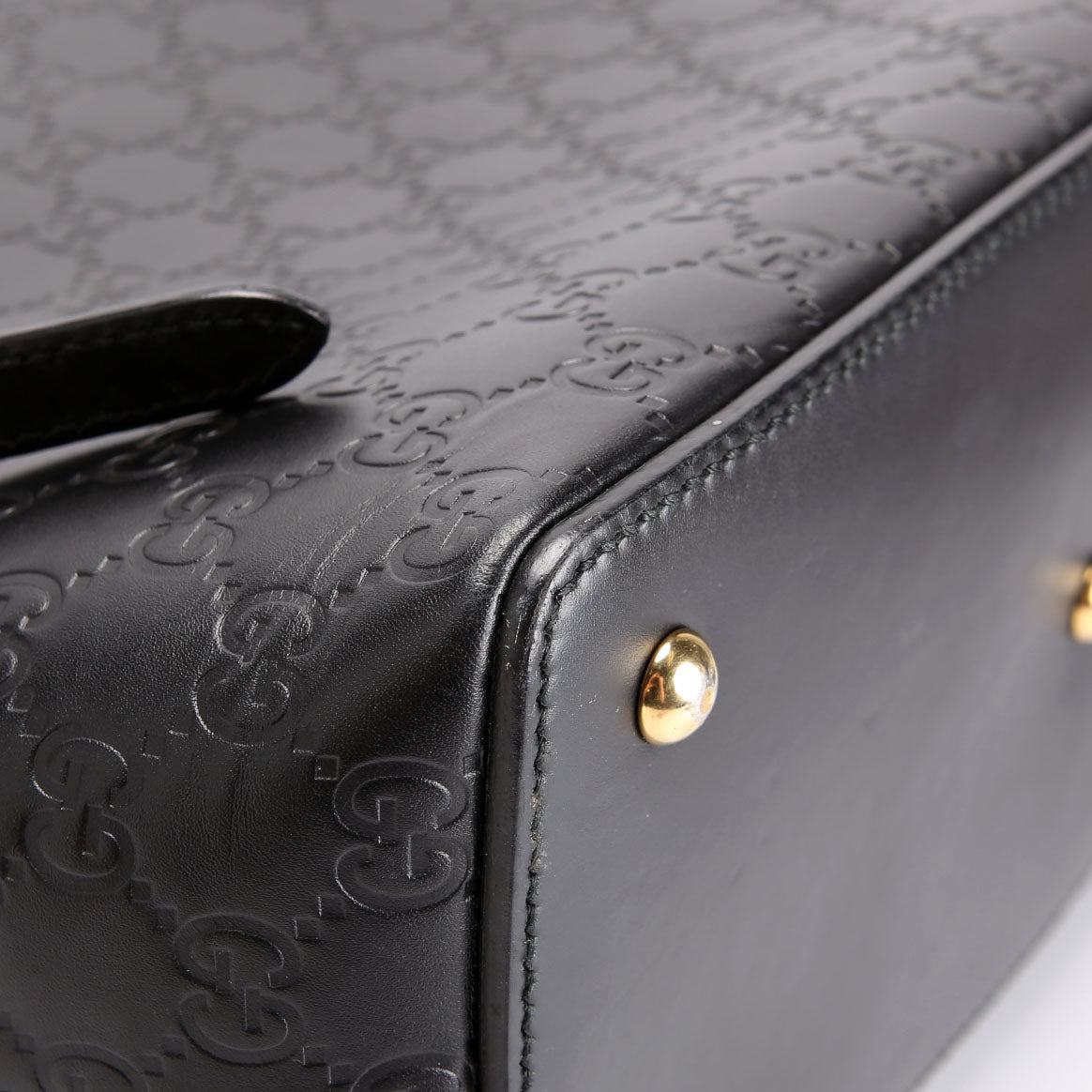 428226 Signature Leather Fold Over Tote Black