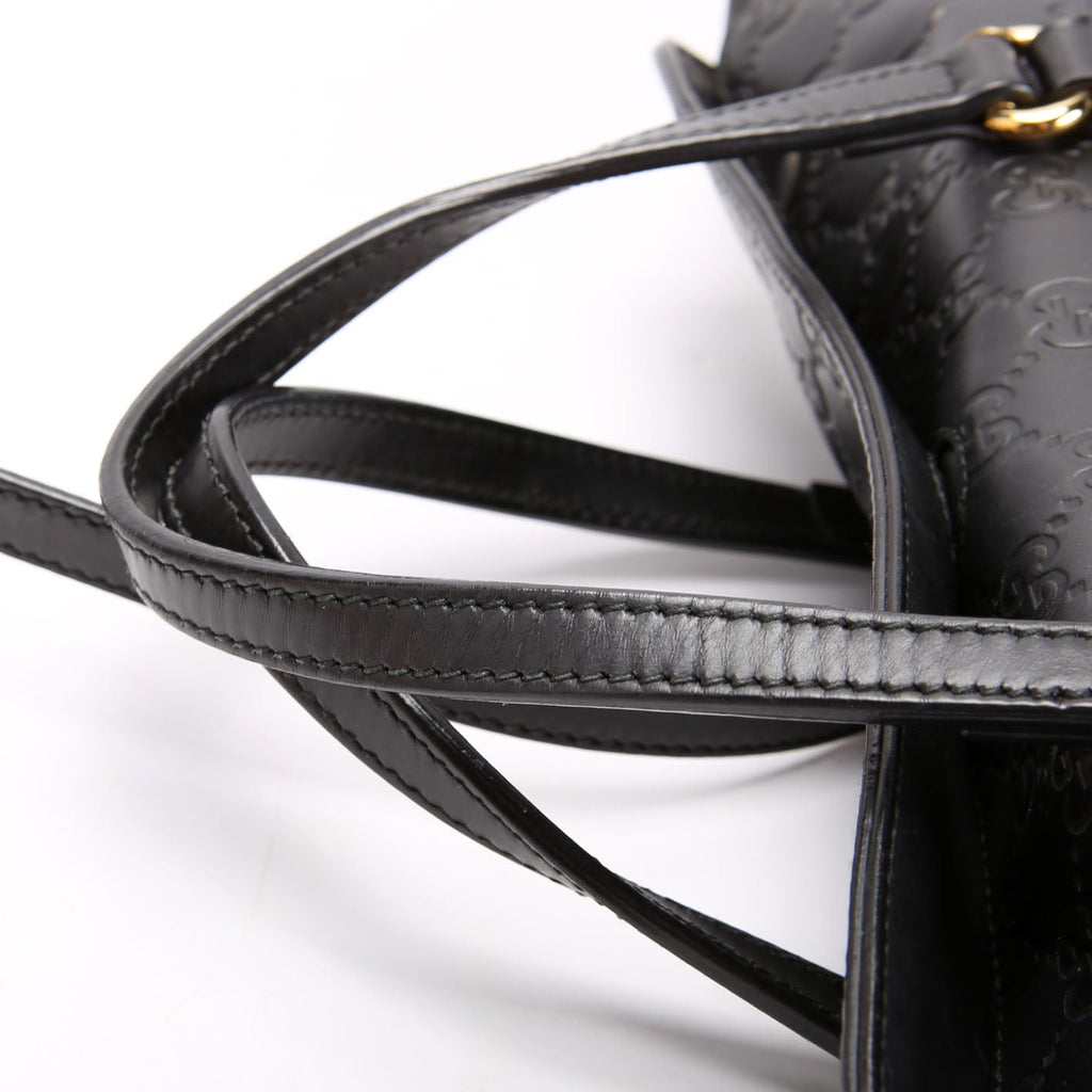 428226 Signature Leather Fold Over Tote Black