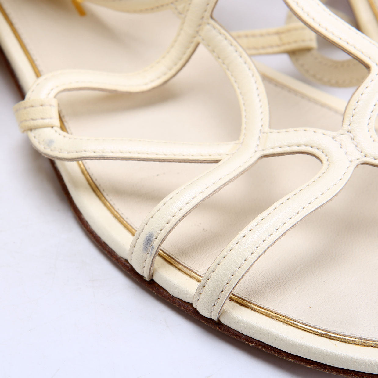 Gladiator Buckle Sandals Size 37.5 Cream
