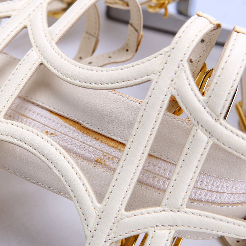 Gladiator Buckle Sandals Size 37.5 Cream
