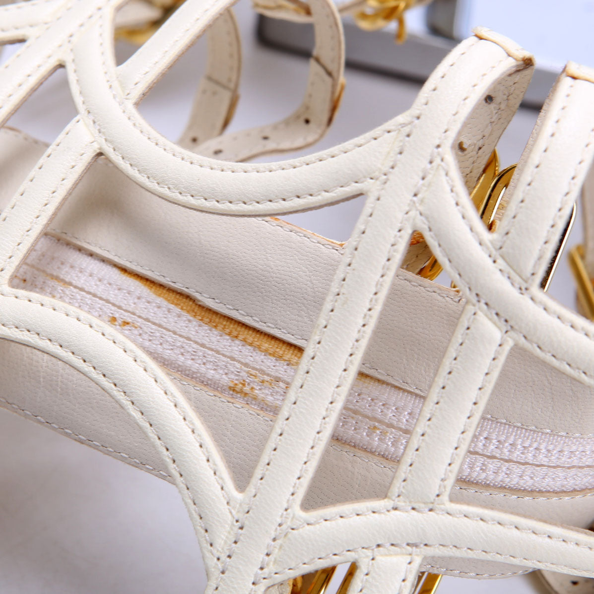 Gladiator Buckle Sandals Size 37.5 Cream