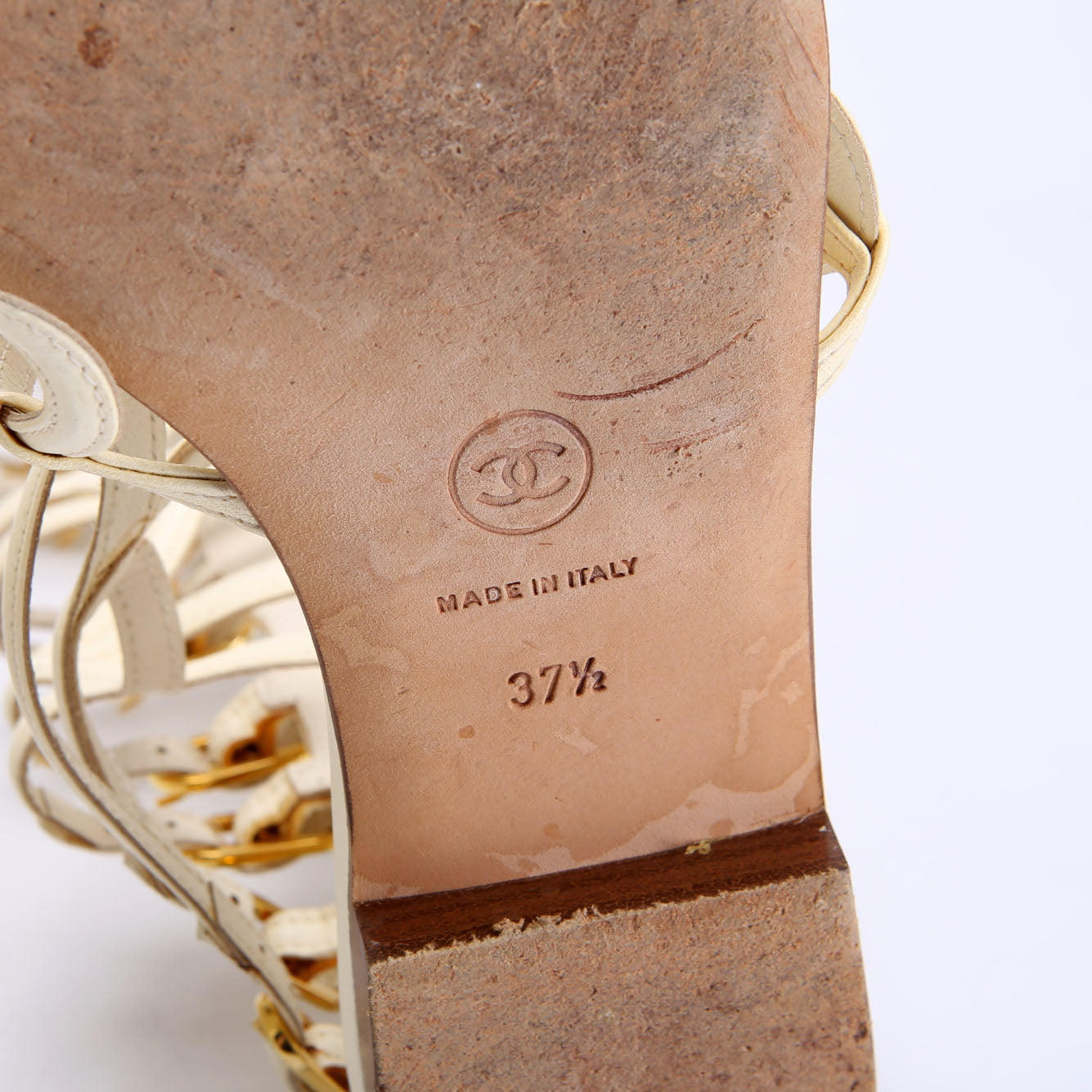Gladiator Buckle Sandals Size 37.5 Cream