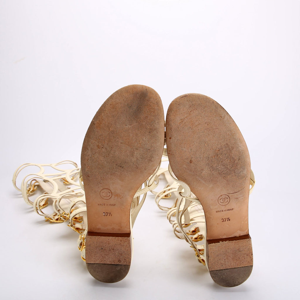 Gladiator Buckle Sandals Size 37.5 Cream