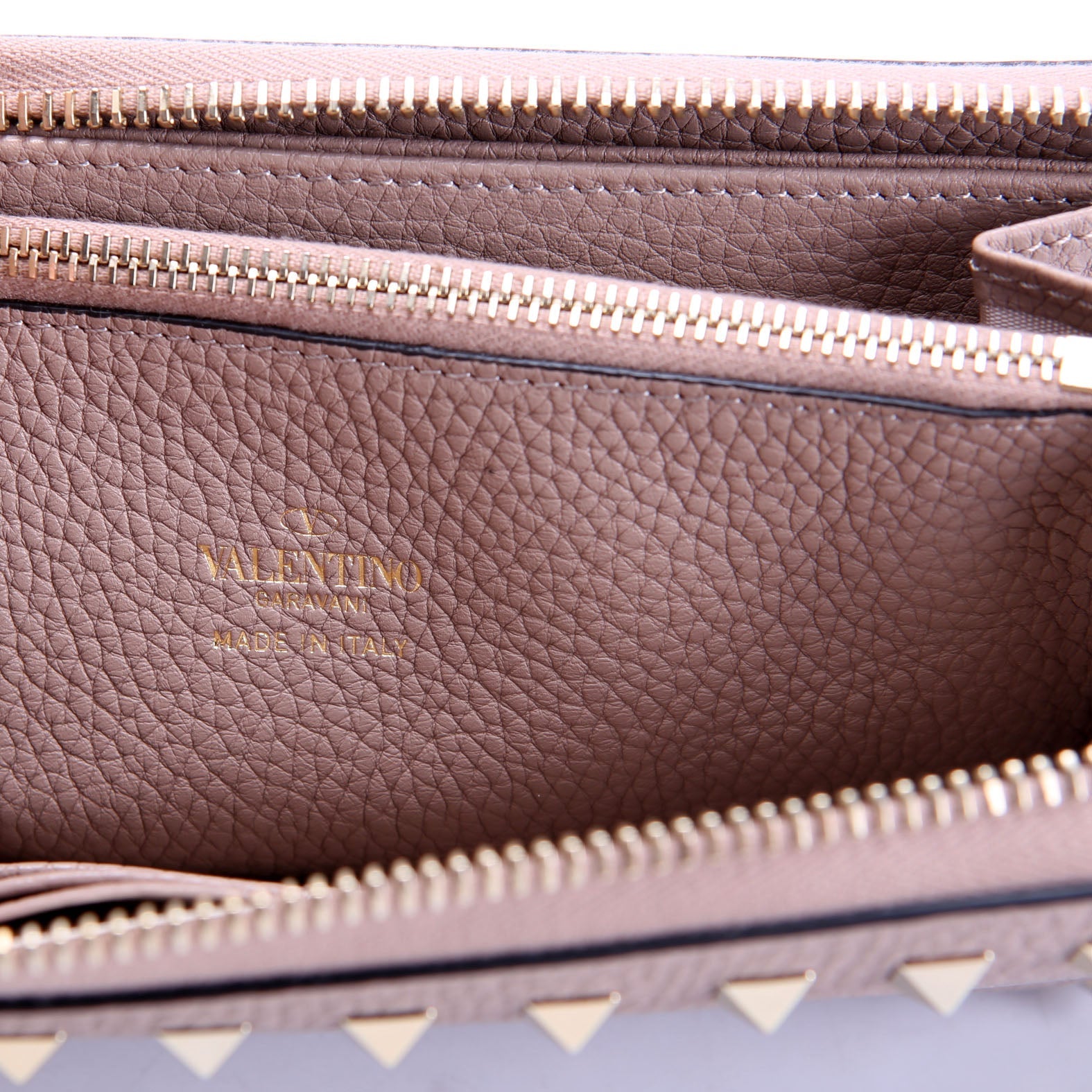 Rockstud Zip Around Wallet Taupe