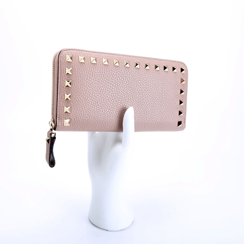 Rockstud Zip Around Wallet Taupe