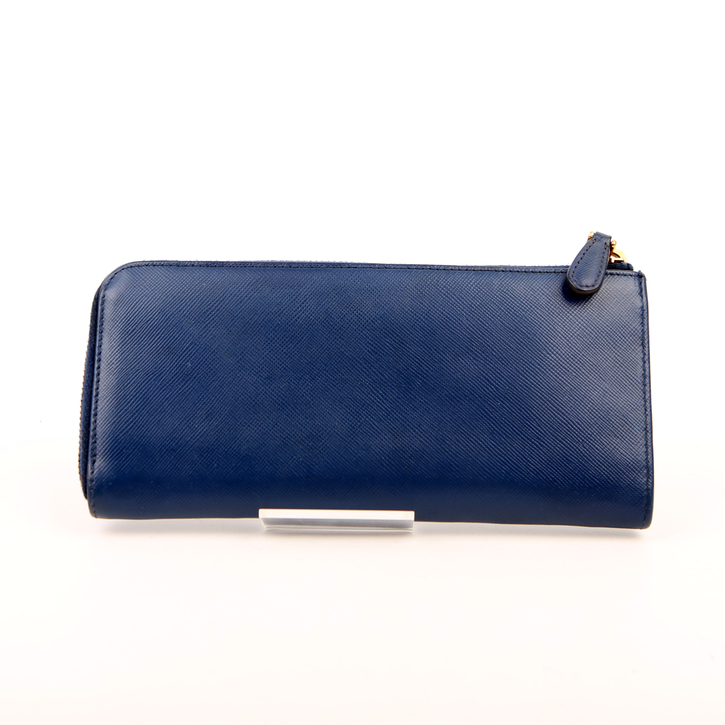Saffiano Zip Wallet Navy