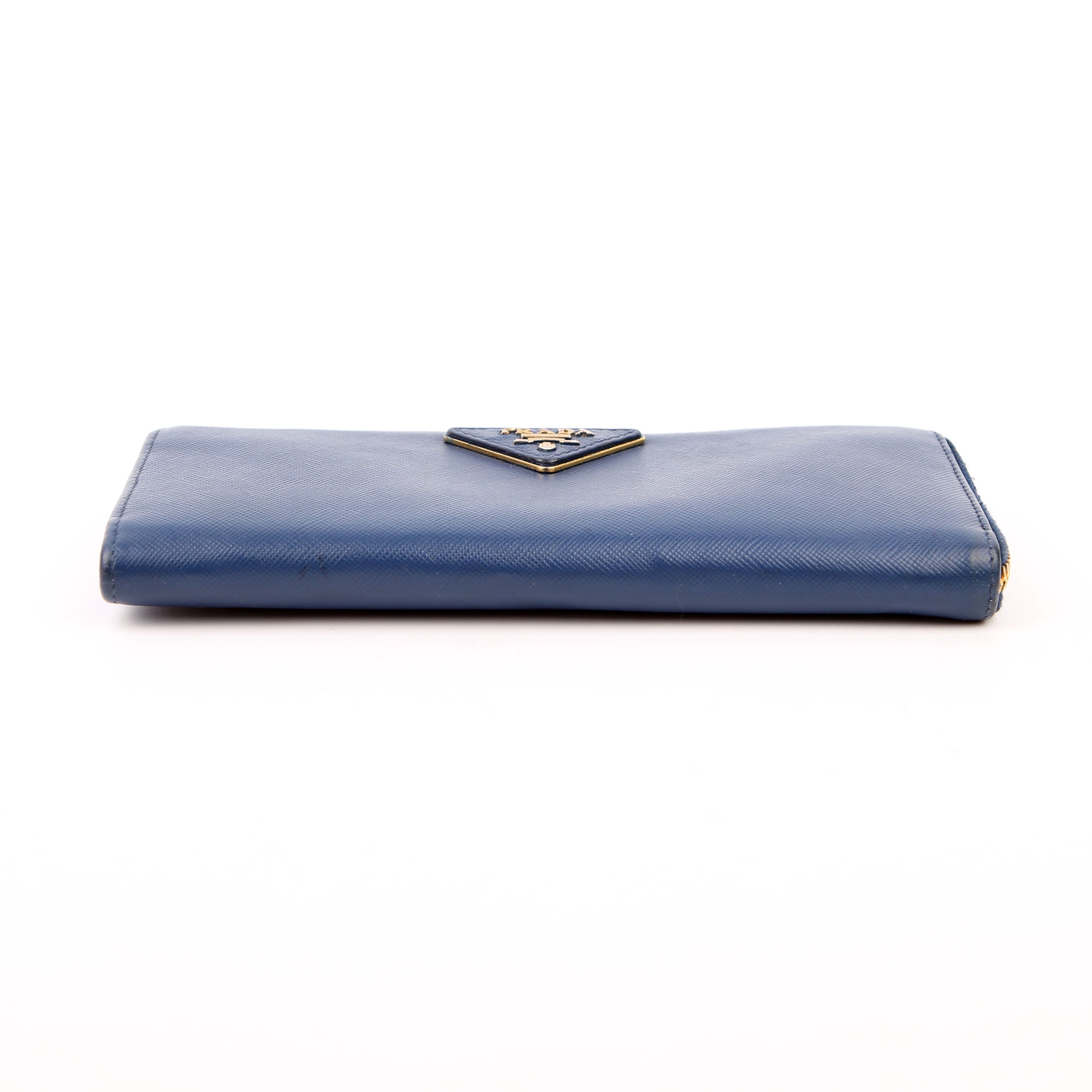 Saffiano Zip Wallet Navy