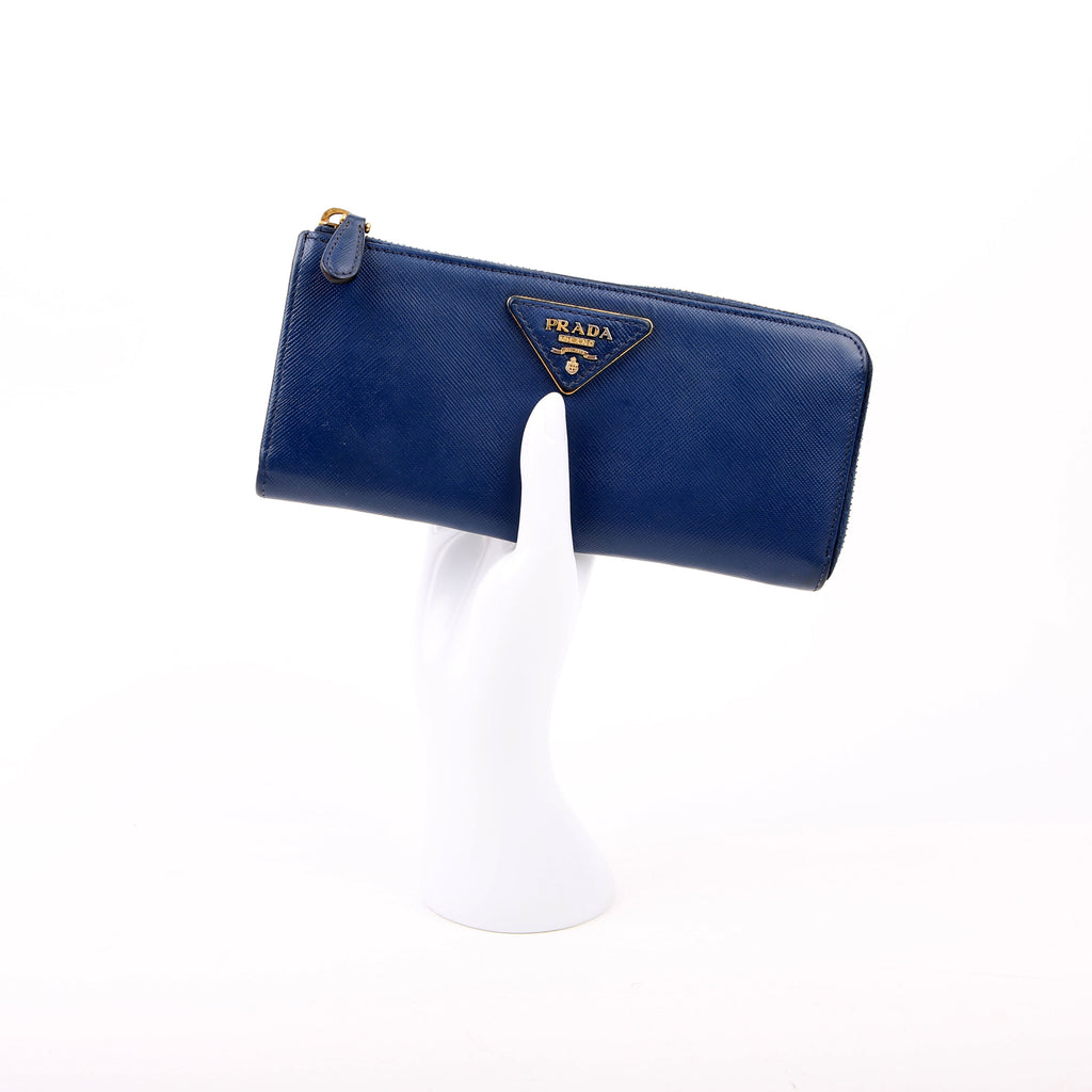 Saffiano Zip Wallet Navy
